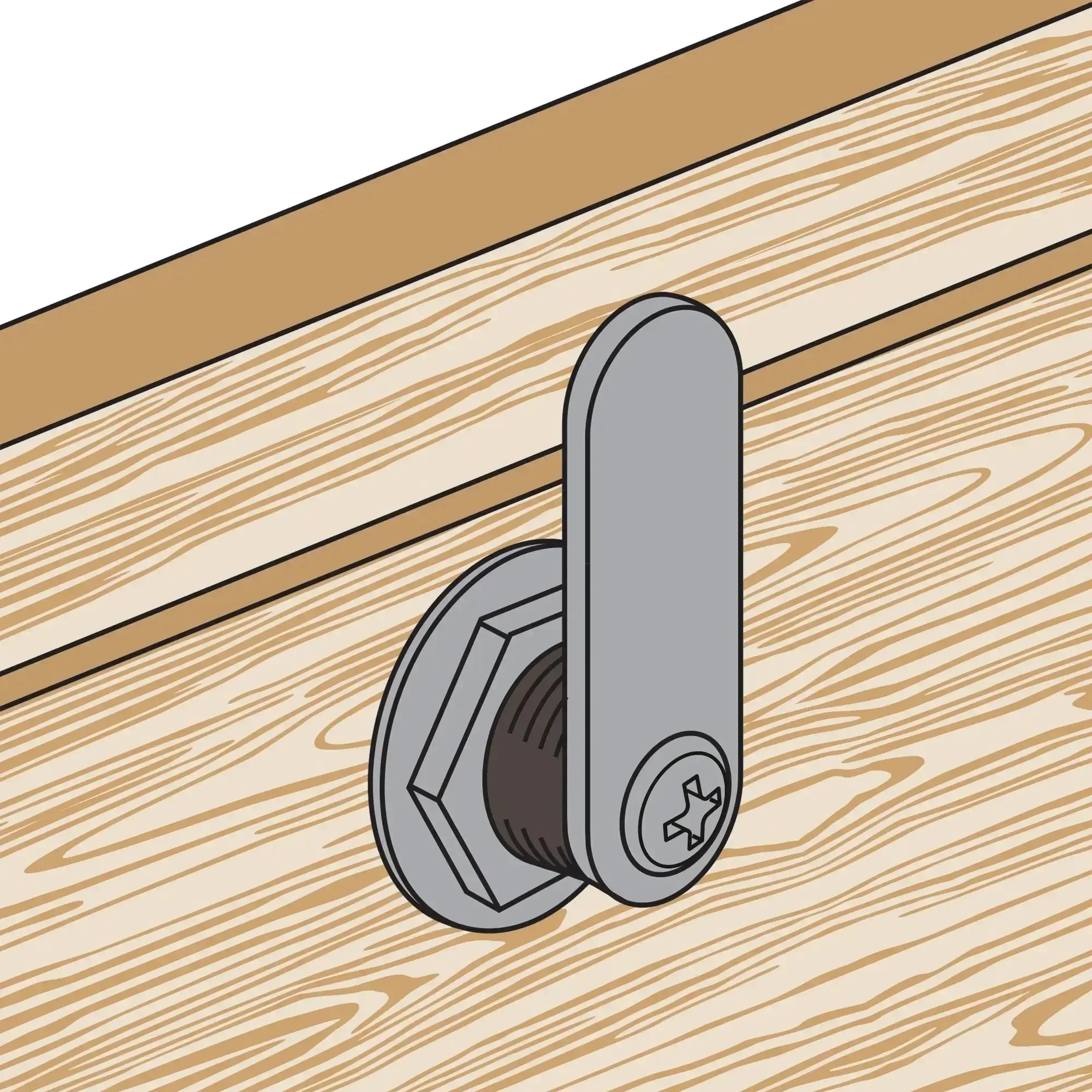 Keyed Alike Diecast Drawer And Cabinet Lock For File Cabinets With 3 Cams, Trim Collar, 2 Washers, 2 Keys And Fasteners - 7/8 Inch Length Fits 9/16 Inch Max Panel Thickness, Stainless Steel Security Lock Set - Image 3