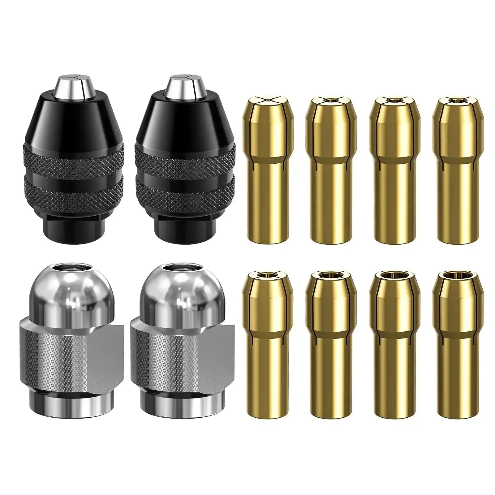 Keyless Drill Chuck Collet Set For Rotary Tools 14 Piece 1 Thirty Second To One Eighth Inch Shank Quick Change Adapter Universal 3 Jaw Chuck For Cordless And Corded Tools Boss For DIY Projects