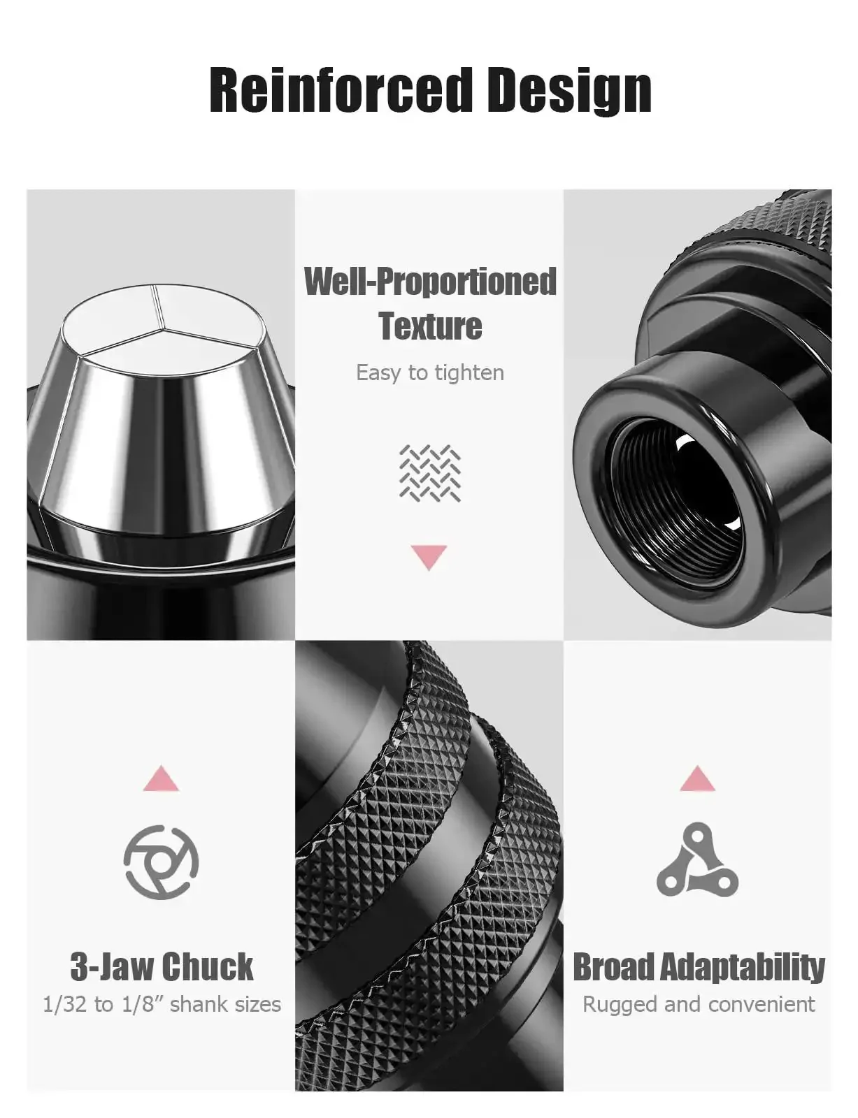 Keyless Drill Chuck Collet Set For Rotary Tools 14 Piece 1 Thirty Second To One Eighth Inch Shank Quick Change Adapter Universal 3 Jaw Chuck For Cordless And Corded Tools Boss For DIY Projects - Image 9