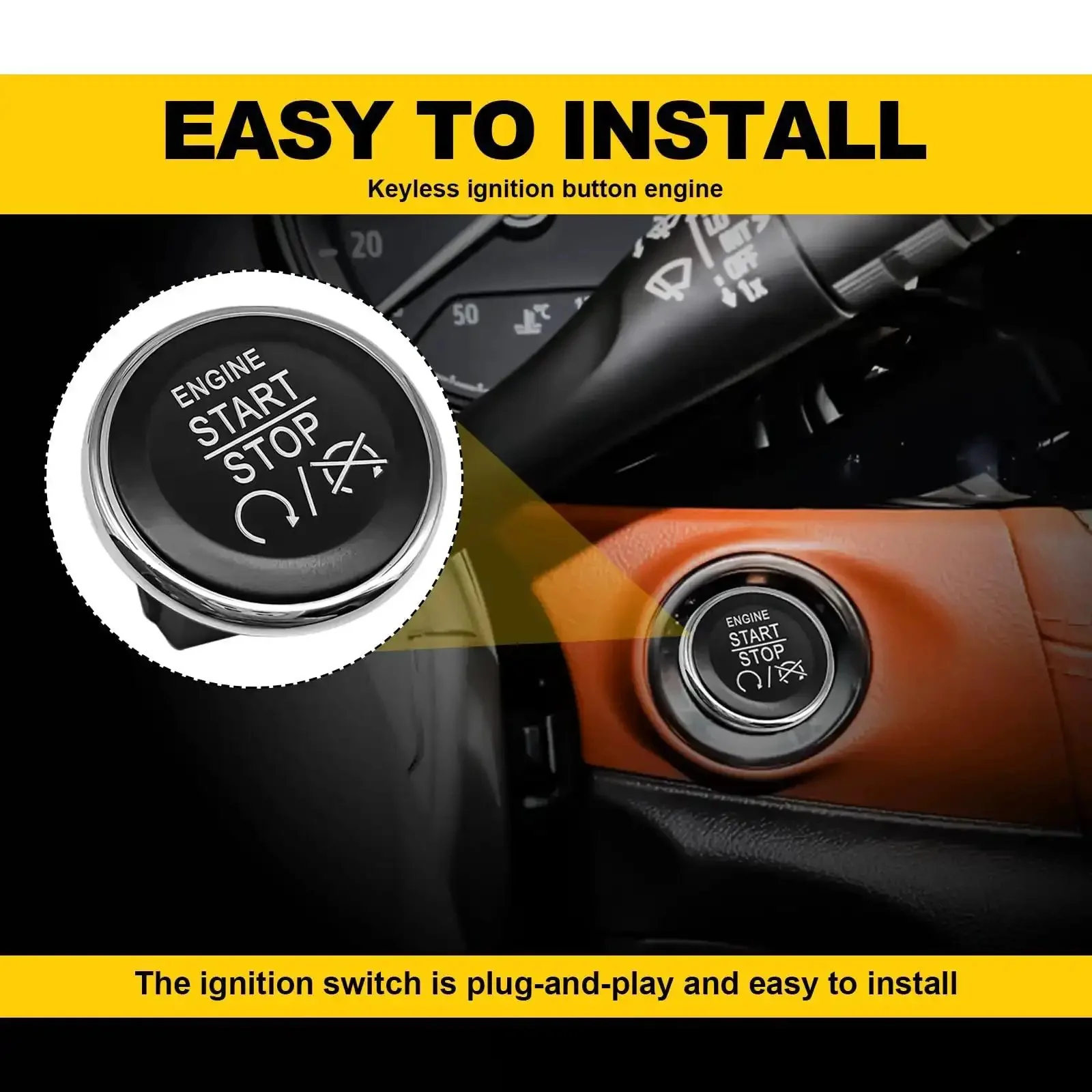 Keyless Start Ignition Push Button Switch For Chrysler Jeep Commander Grand Cherokee Dodge Challenger Durango Charger Town And Country Grand Caravan Replacement 1FU931X9AC 33370101 Direct Fit Easy Install - Image 5