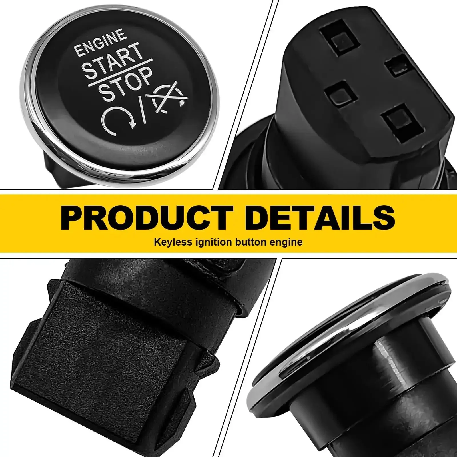 Keyless Start Ignition Push Button Switch For Chrysler Jeep Commander Grand Cherokee Dodge Challenger Durango Charger Town And Country Grand Caravan Replacement 1FU931X9AC 33370101 Direct Fit Easy Install - Image 6