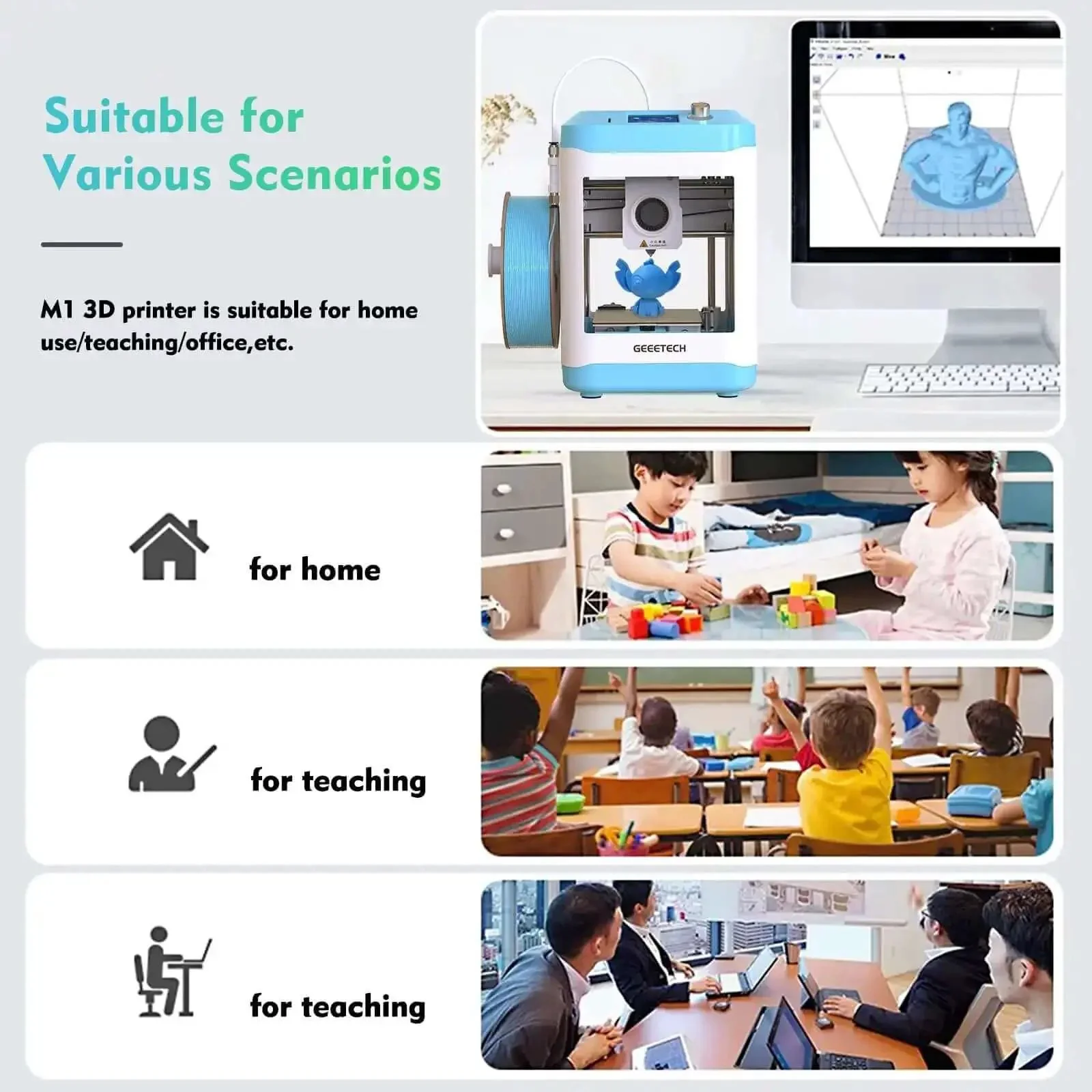 Kid Friendly 3D Printer For Beginners With Auto Leveling And Open Source Fast Printing Up To 250 mm Per Second Fully Assembled Direct Drive Extruder Great For Home And School Print Area 3.94 By 4.33 By 3.94 Inches - Image 5