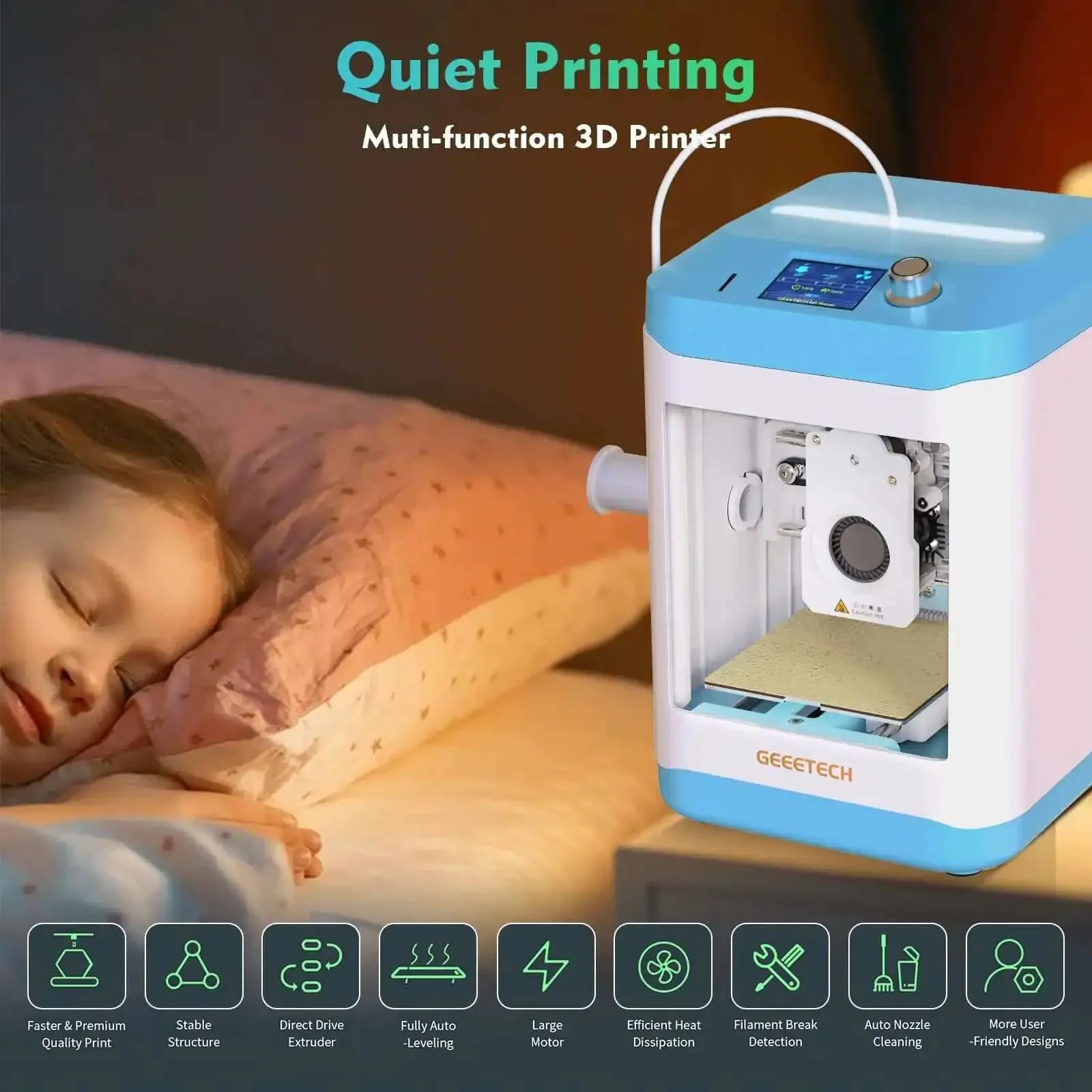Kid Friendly 3D Printer For Beginners With Auto Leveling And Open Source Fast Printing Up To 250 mm Per Second Fully Assembled Direct Drive Extruder Great For Home And School Print Area 3.94 By 4.33 By 3.94 Inches - Image 7