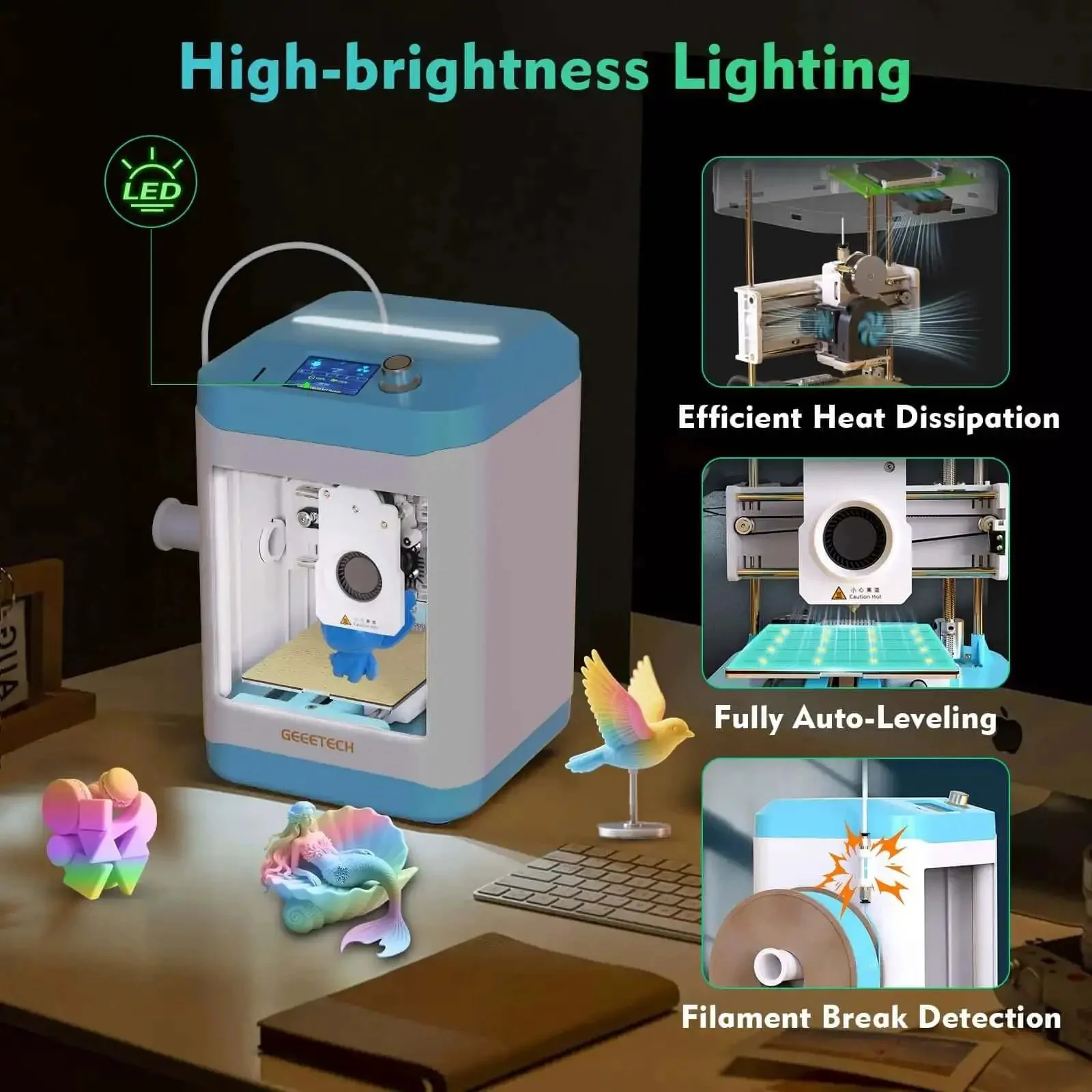 Kid Friendly 3D Printer For Beginners With Auto Leveling And Open Source Fast Printing Up To 250 mm Per Second Fully Assembled Direct Drive Extruder Great For Home And School Print Area 3.94 By 4.33 By 3.94 Inches - Image 8