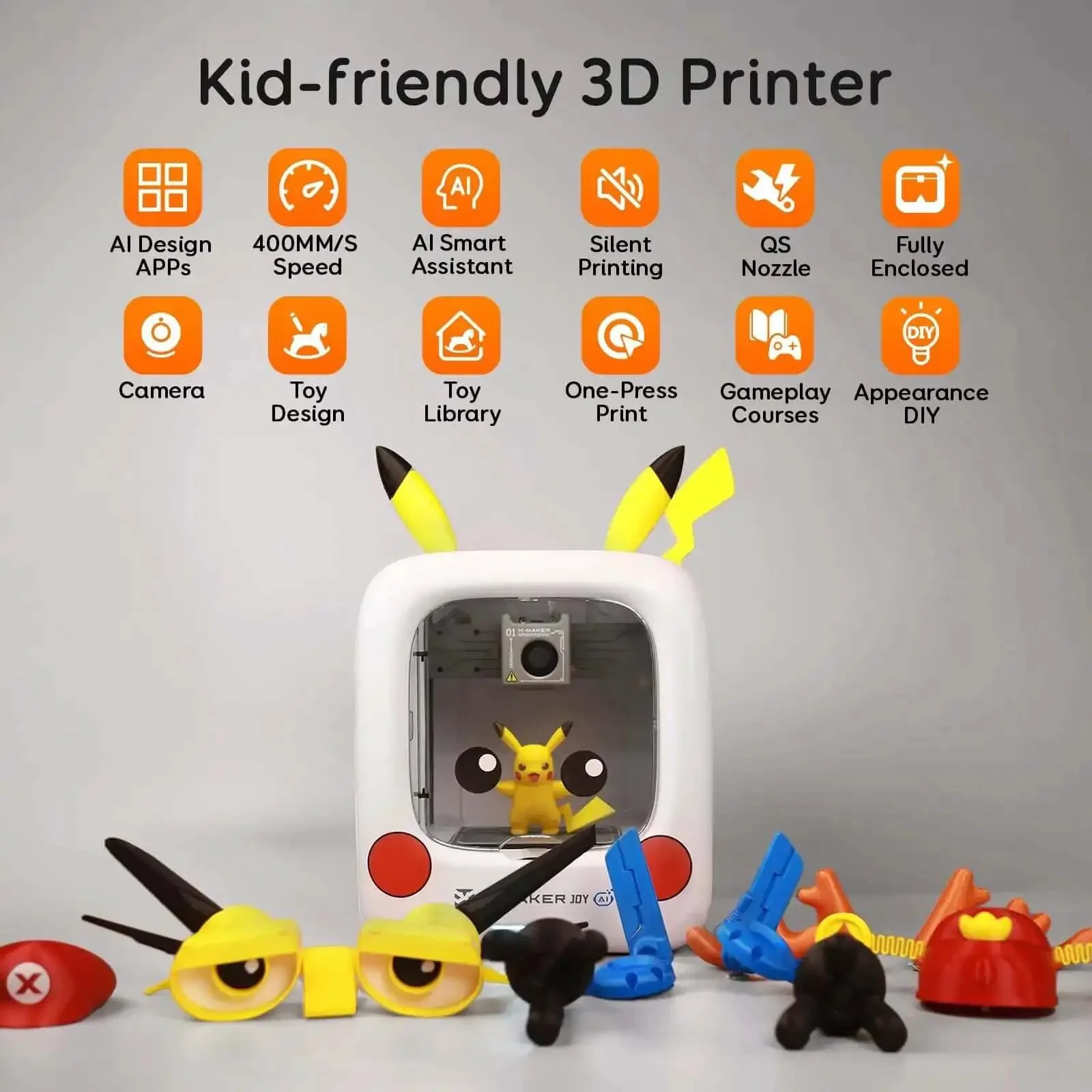 Kids AI Powered 3D Printer Fully Assembled With Auto Leveling And Up To 400 MM Per Sec Speed 1500 Plus Models 16 Plus Modules Includes 8 PLA Filaments For Home And School Create With Voice Text Or Image Prompts Using AI Doodle X Maker Joy AI Plus - Image 9
