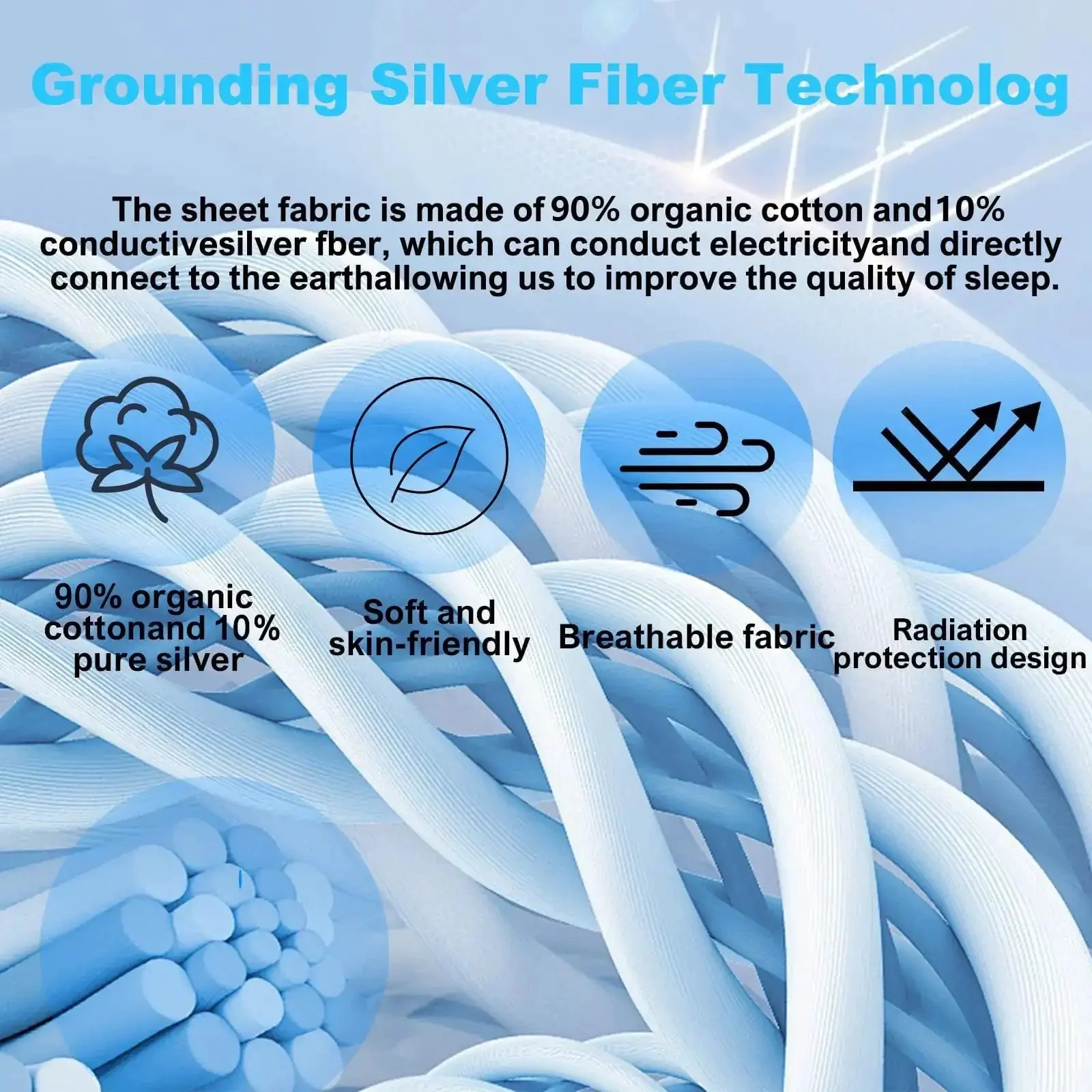 King Size Grounded Bed Sheet Kit With 90 Percent Organic Cotton And 10 Percent Silver Fiber, Deep Pocket Gray Bedding For Pain Relief And Next Level Sleep Therapy, Includes Grounding Plate, Wire, Tester Pen And Plug - Image 5