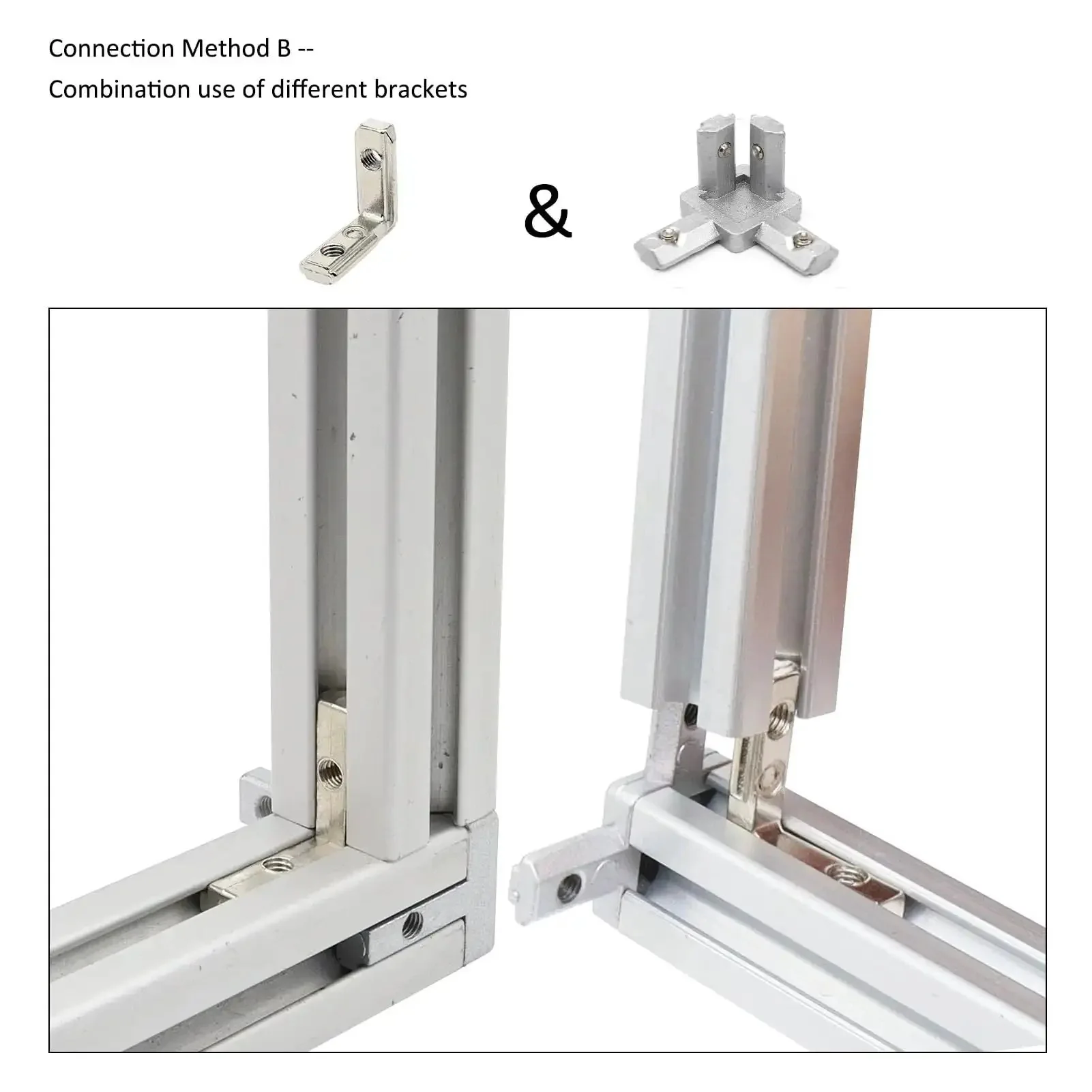 L Shape Corner Connector Bracket Set For 20x20 Aluminum Extrusion Profiles 6mm Slot With 20 Pieces 40 Screws And Wrench Zinc Alloy Rust Proof Hidden Inside Corner Braces For Easy Frame Builds - Image 4
