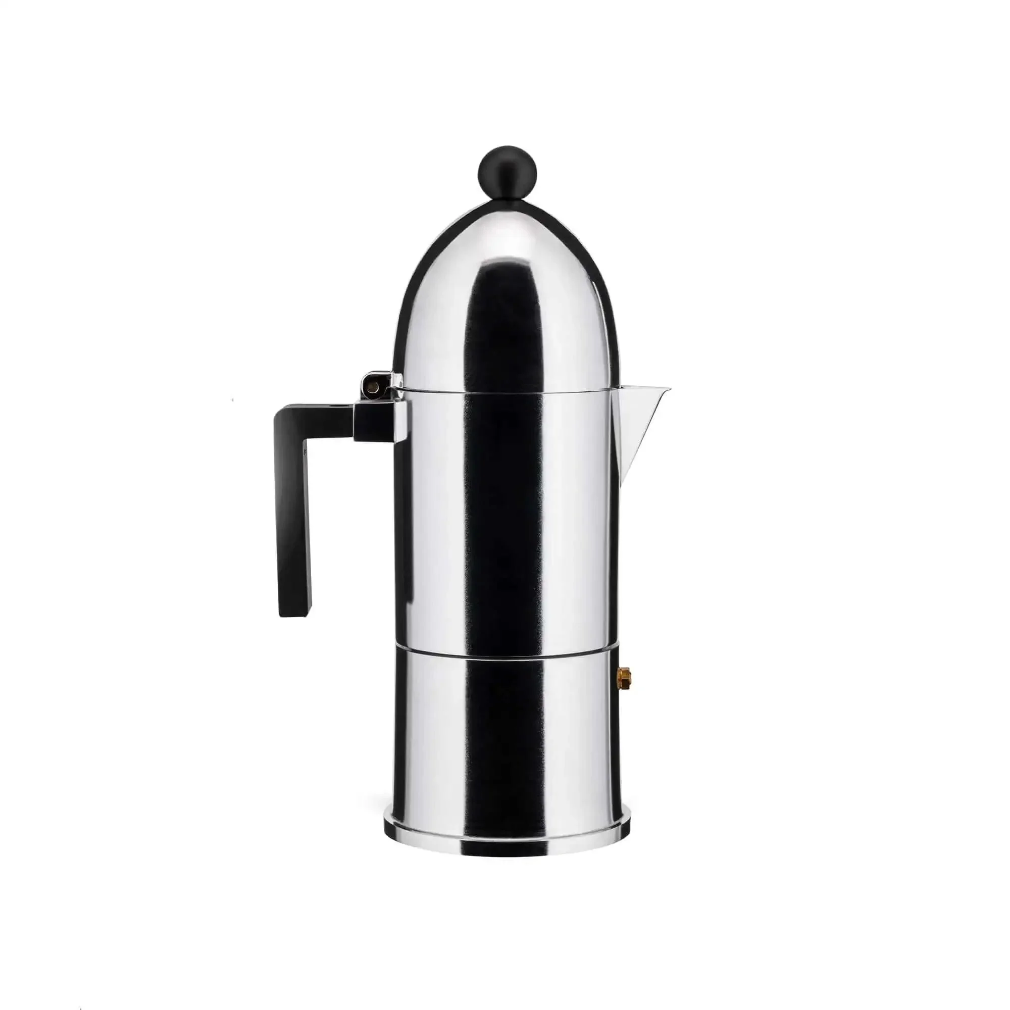 La Cupola Espresso Coffee Maker By Aldo Rossi Aluminum And Thermoplastic Resin 6 Cup Capacity Black Handle Classic Minimalist Design For Home Barista Vibes