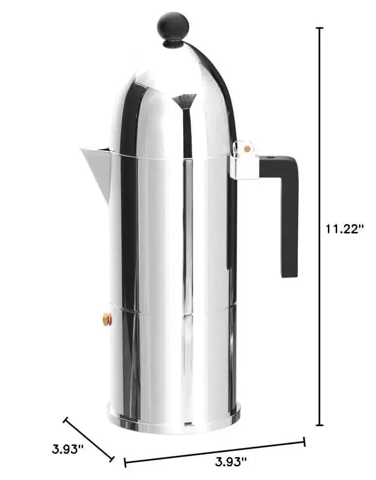 La Cupola Espresso Coffee Maker By Aldo Rossi Aluminum And Thermoplastic Resin 6 Cup Capacity Black Handle Classic Minimalist Design For Home Barista Vibes - Image 2