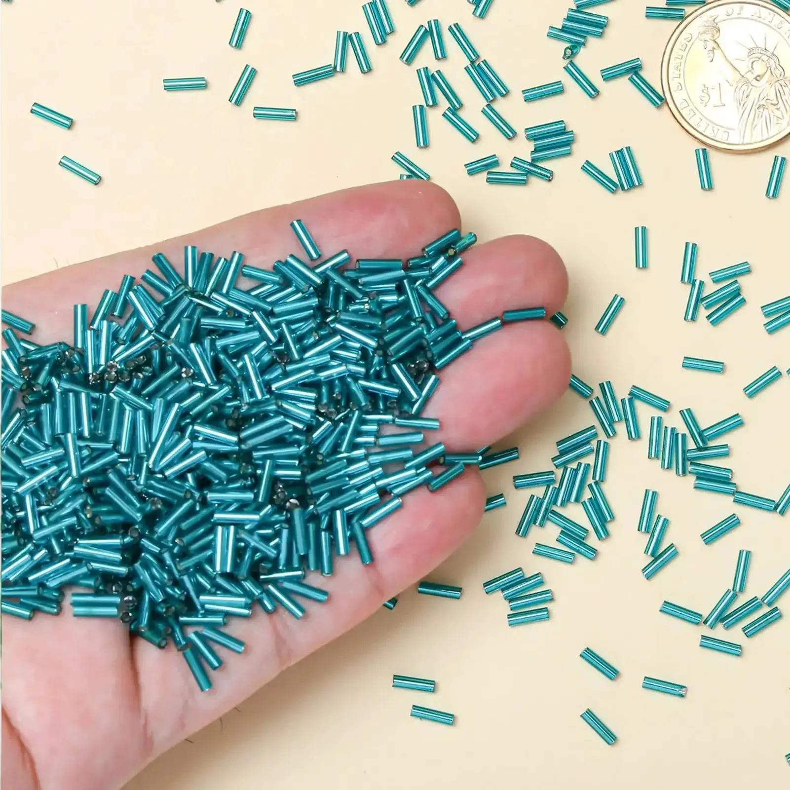 Lake Blue Glass Bugle Beads 2x6mm Bulk 2000 Pieces Tiny Tube Beads For Jewelry Making Embroidery Sewing Crafts Bracelets Bead Weaving Quilting And DIY Projects - Image 7
