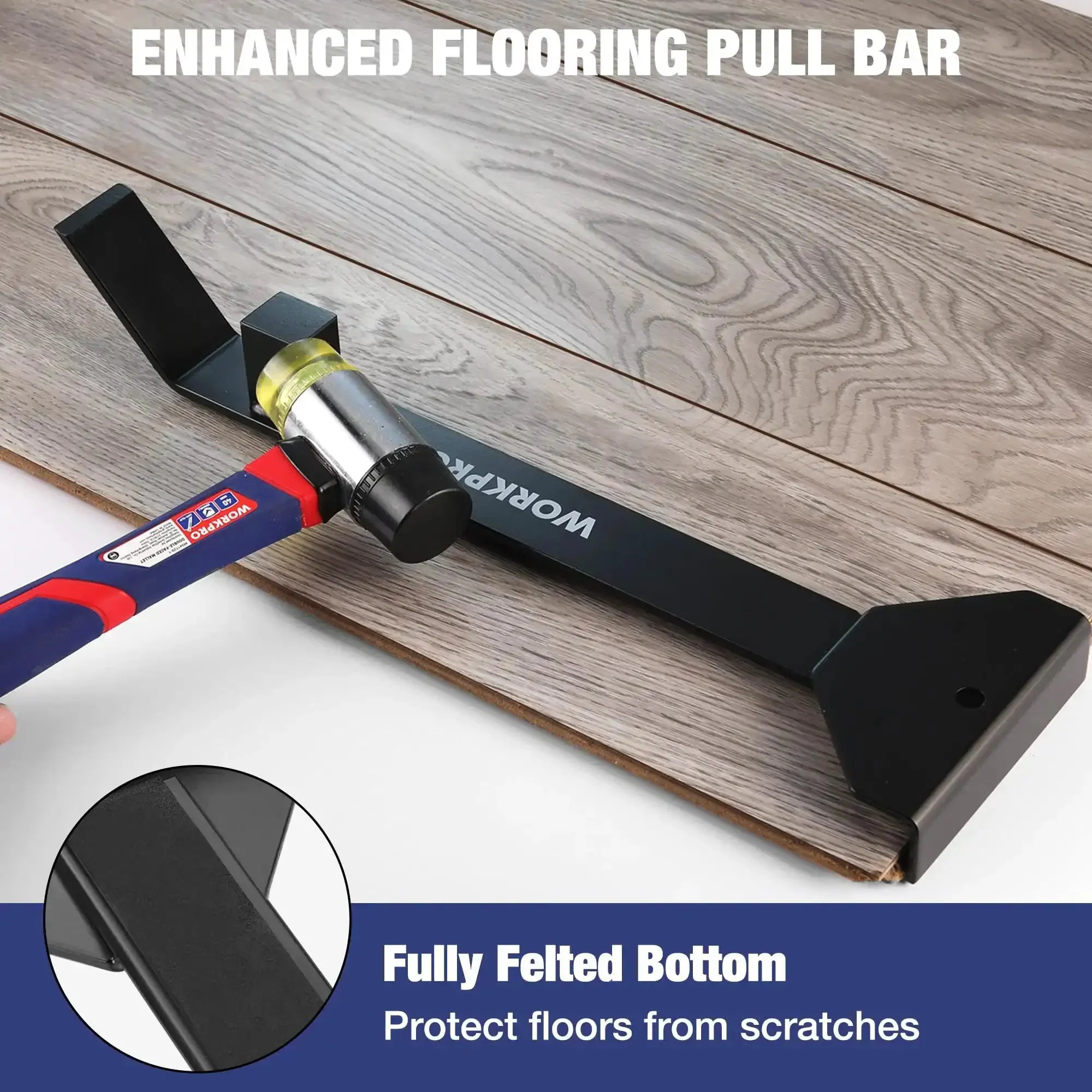 Laminate Flooring Installation Kit With Rubber Mallet And Fiberglass Handle 17 Inch Heavy Duty Pull Bar And Pry Bar Solid Tapping Block And 40 Spacers For Quick Pro Grade Wood And Vinyl Floor Installation - Image 3