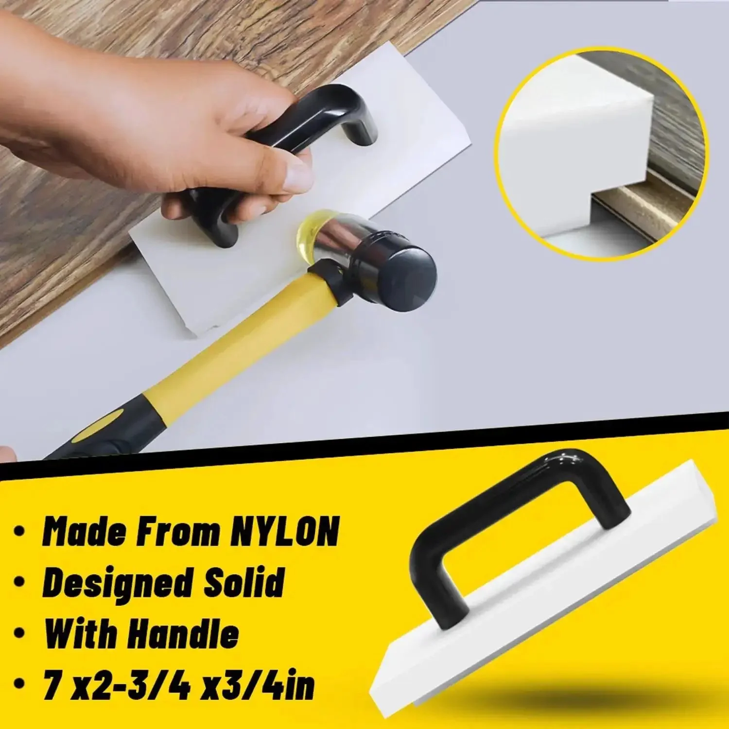 Laminate Flooring Tools Kit For LVP Installation With Contour Gauge Lock Pro Grade Tapping Block With Handle Pull Bar 2 In 1 Spacers 10 Inch Contour Gauge Double Faced Mallet For Easy Accurate Flooring - Image 6