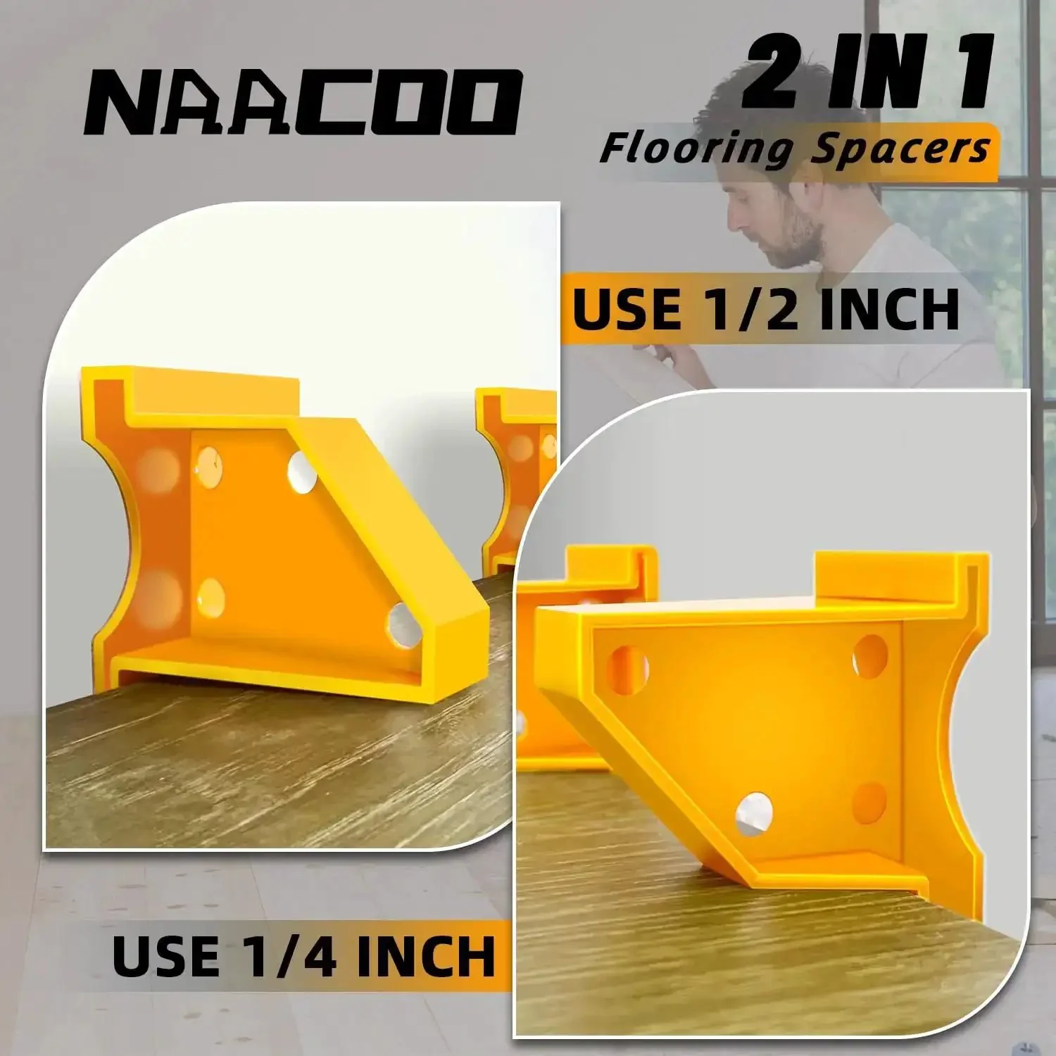 Laminate Flooring Tools Kit For LVP Installation With Contour Gauge Lock Pro Grade Tapping Block With Handle Pull Bar 2 In 1 Spacers 10 Inch Contour Gauge Double Faced Mallet For Easy Accurate Flooring - Image 7