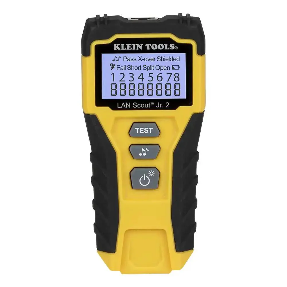 LAN Scout Jr 2 Ethernet Cable Tester For CAT5e CAT6 CAT6A RJ45 Cables With Backlit LCD Wiremap No Guesswork Fault Detection And Quick Patch Cord Testing For Pro Grade Network Runs