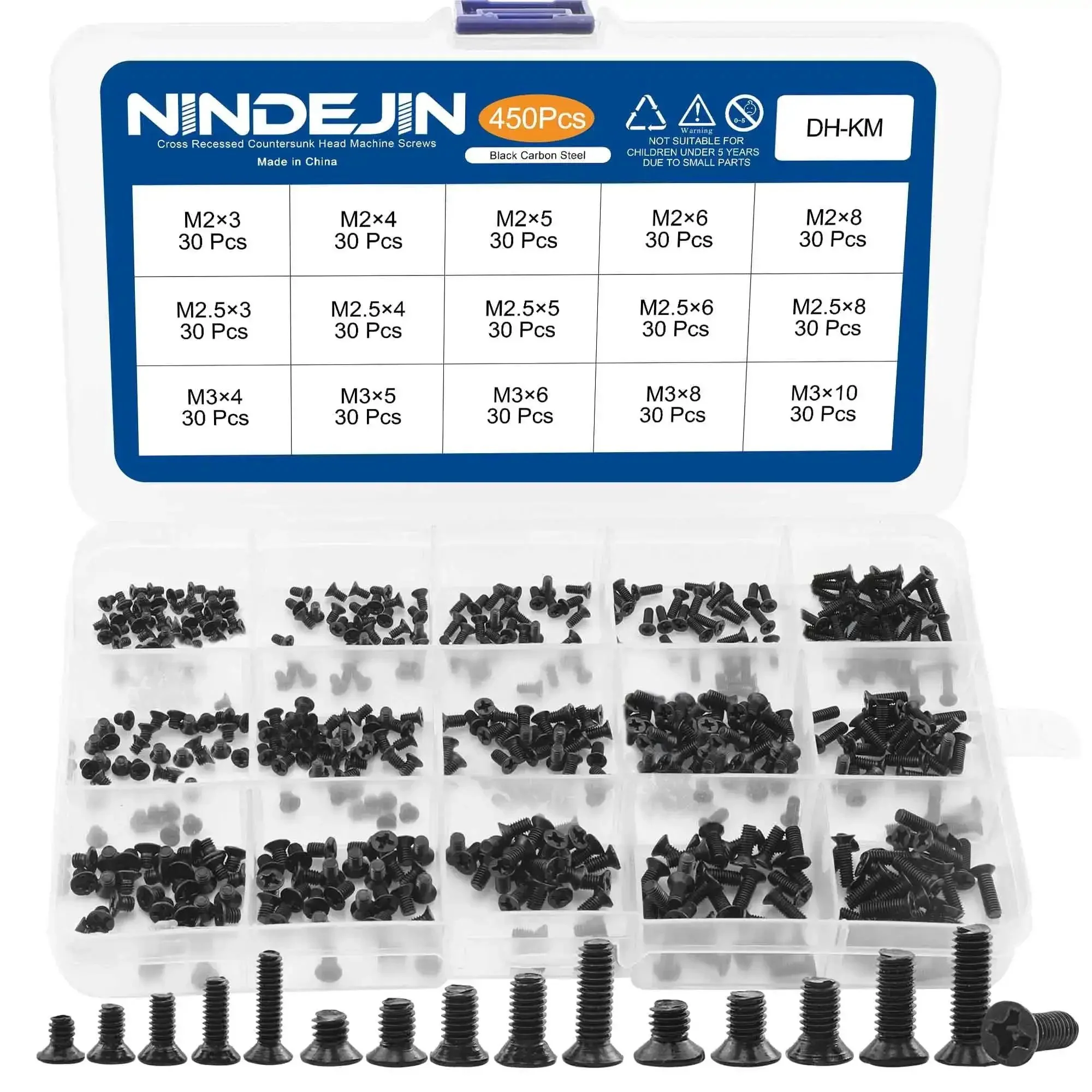 Laptop Screw Kit 450 Pcs M2 M2.5 M3 Countersunk Flat Head Phillips Mini Heavy Duty Screws Set for Laptop Repair Replacement Parts Electronics Tools Includes 15 Screw Types For DIY Maintenance Durable Carbon Steel Construction