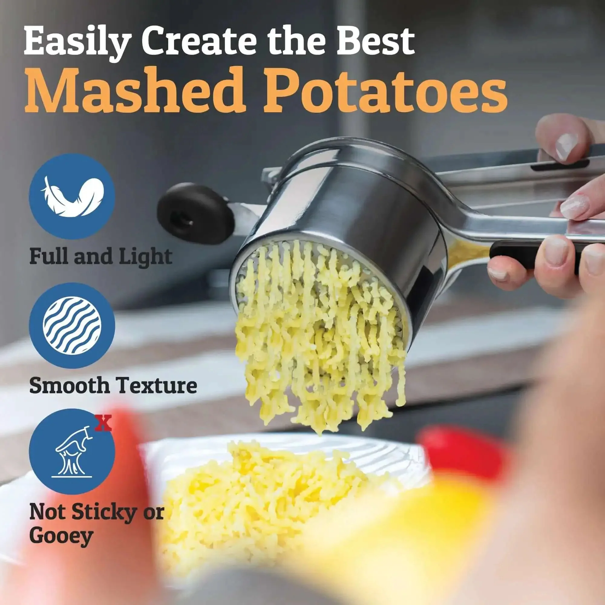 Large 15oz Potato Ricer And Stainless Steel Masher For Smooth Fluffy Mash Potatoes Quick Press No Fuss Mash Kitchen Gadget For Perfect Potatoes Every Time - Image 5