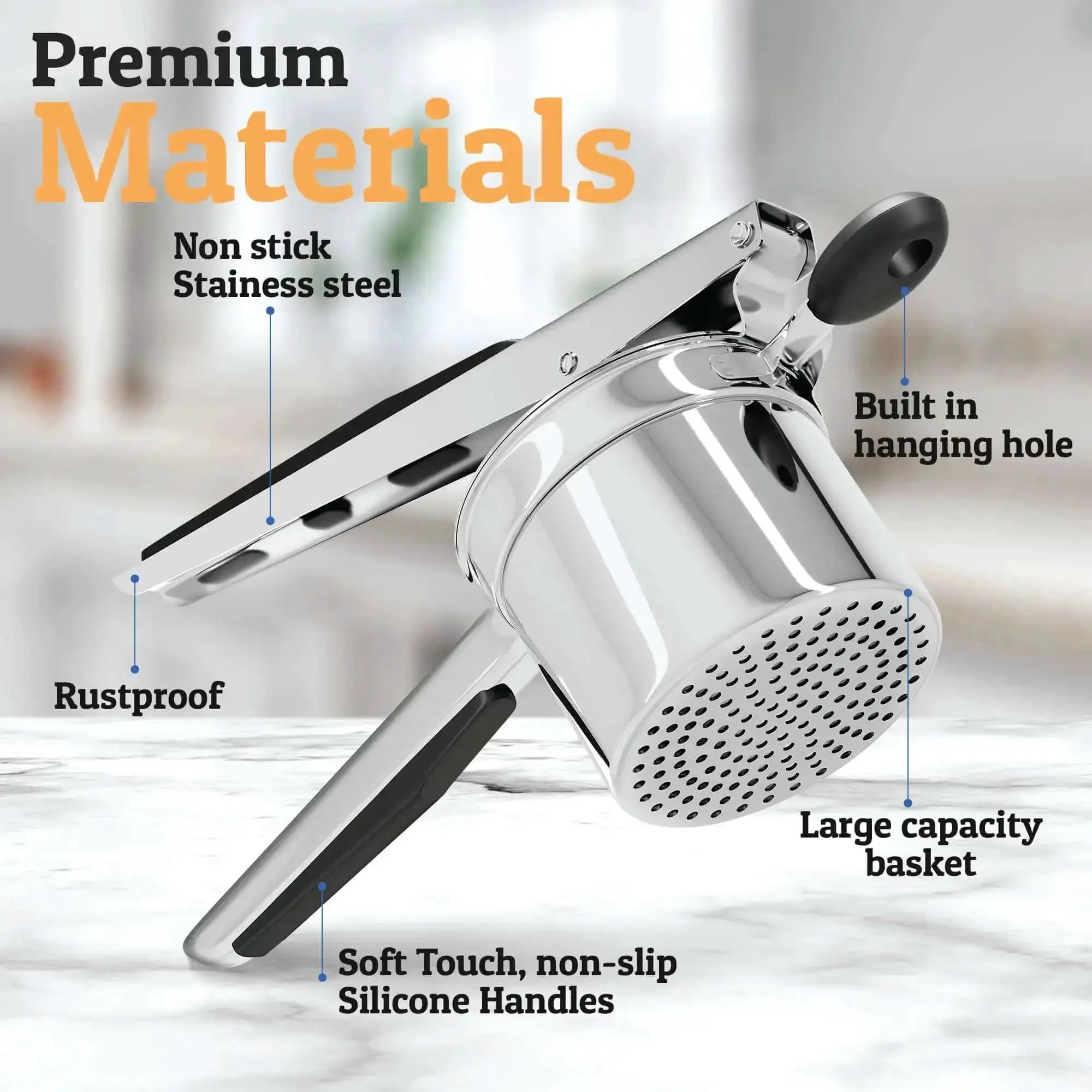 Large 15oz Potato Ricer And Stainless Steel Masher For Smooth Fluffy Mash Potatoes Quick Press No Fuss Mash Kitchen Gadget For Perfect Potatoes Every Time - Image 8
