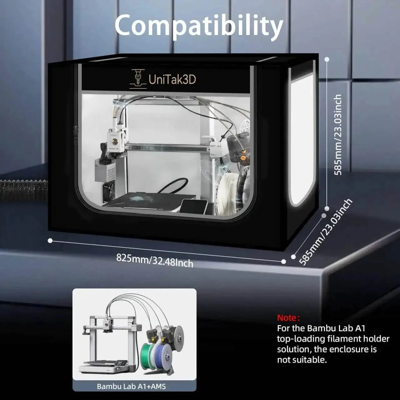 Large 32.5x23x23 Inch 3D Printer Enclosure With Ventilation For A1 AMS Lite Boss Level Fireproof And Dustproof Shield Noise Reduction Constant Temperature LED Lighting System Pro Grade Home Workshop Cover - Image 2
