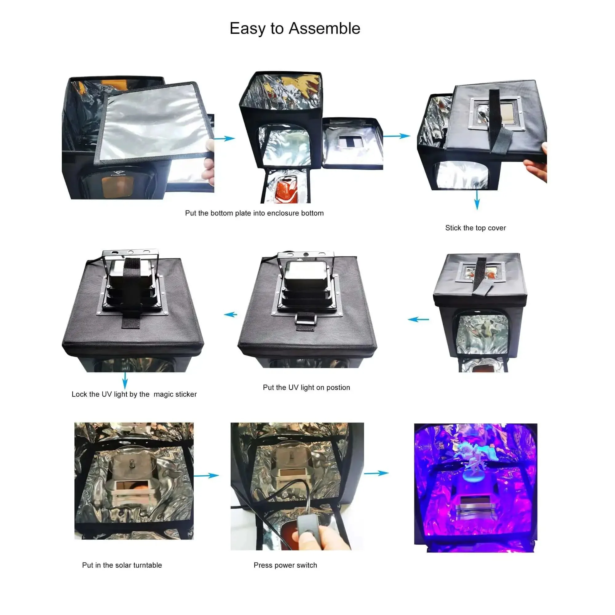Large 3D Printer Resin Curing Station With UV Light And Solar Turntable Easy Assembly 8.27 By 8.67 By 10.24 Inch Enclosure 405nm UV Resin Compatible For SLA DLP And LCD Printers Quick Solidify Models - Image 2