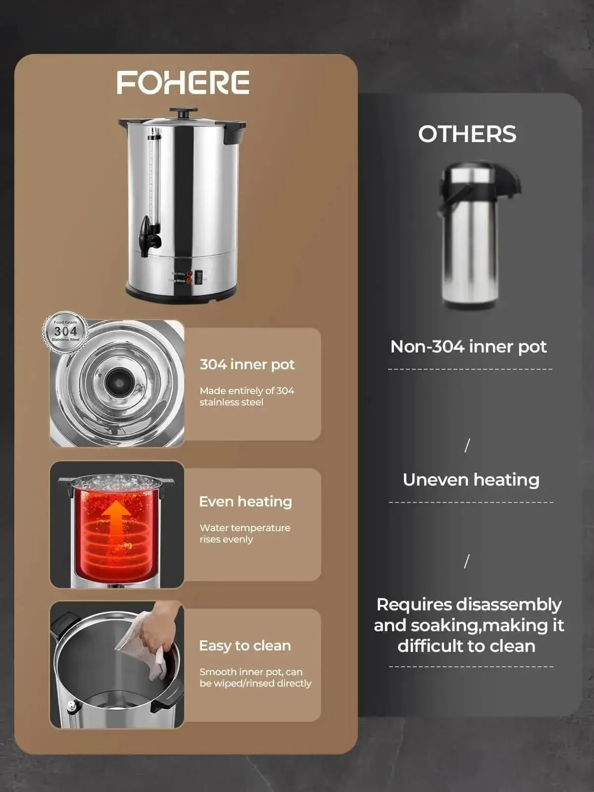 Large-Capacity Commercial Coffee Urn Dispenser 15 L Keeps Beverages Hot, 150 Cups Per Hour Quick Brew With Dripless Faucet, 1500W Power For Catering Office Buffet Party And Events - Image 4