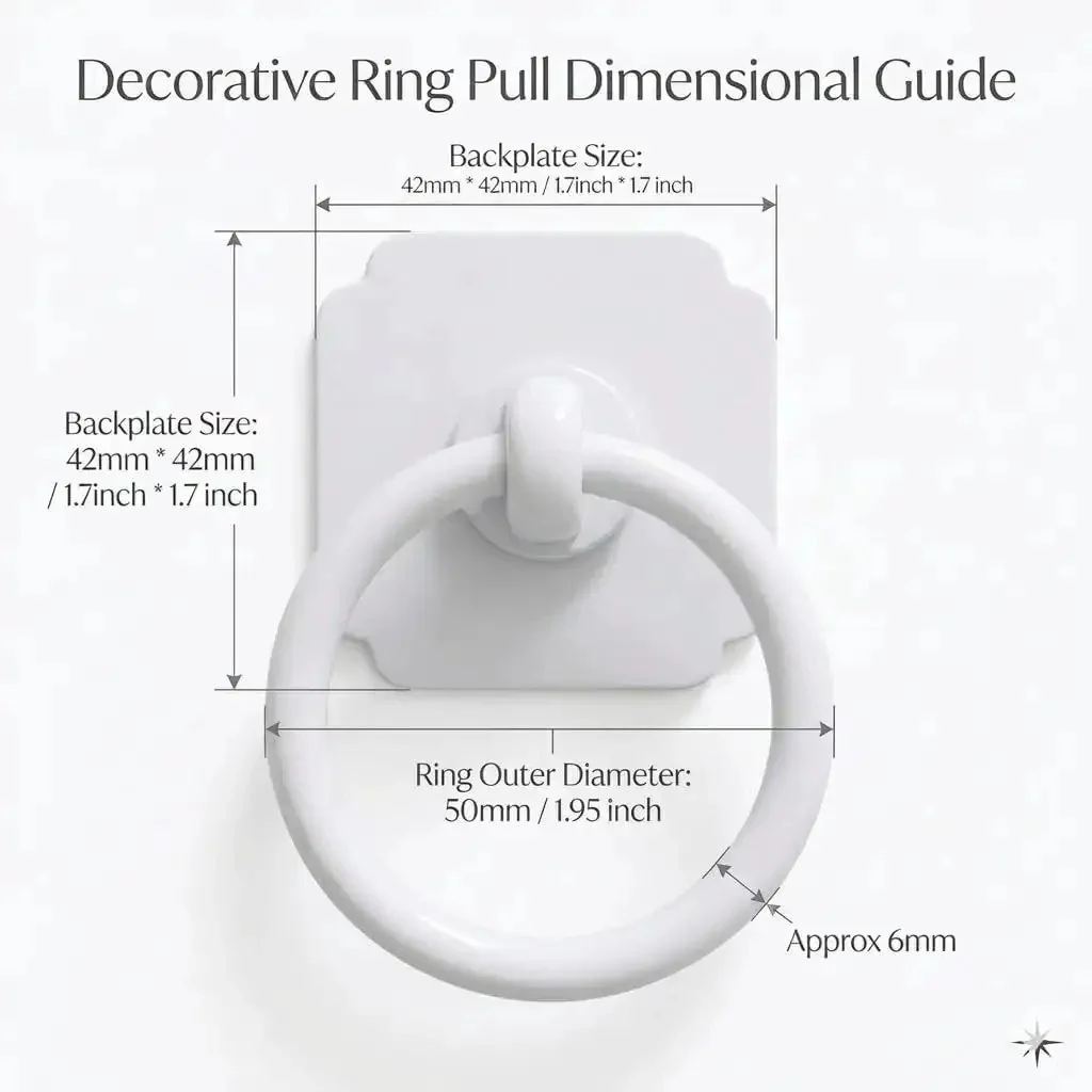 Large White Ring Bi-Fold Closet Door Pulls With Protective Base 1-3/5 Inch, 4 Pack, Ideal For Bifold Doors, Pantry Cabinets, Wardrobes, Dressers, Drawers And Sliding Doors, Modern Minimalist Hardware - Image 2