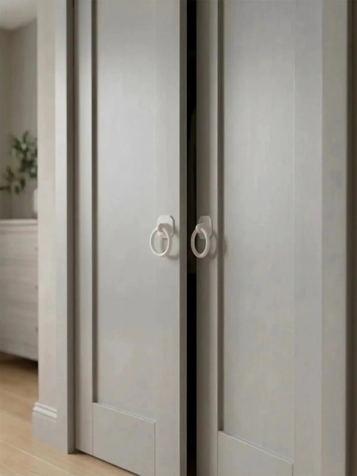 Large White Ring Bi-Fold Closet Door Pulls With Protective Base 1-3/5 Inch, 4 Pack, Ideal For Bifold Doors, Pantry Cabinets, Wardrobes, Dressers, Drawers And Sliding Doors, Modern Minimalist Hardware - Image 3