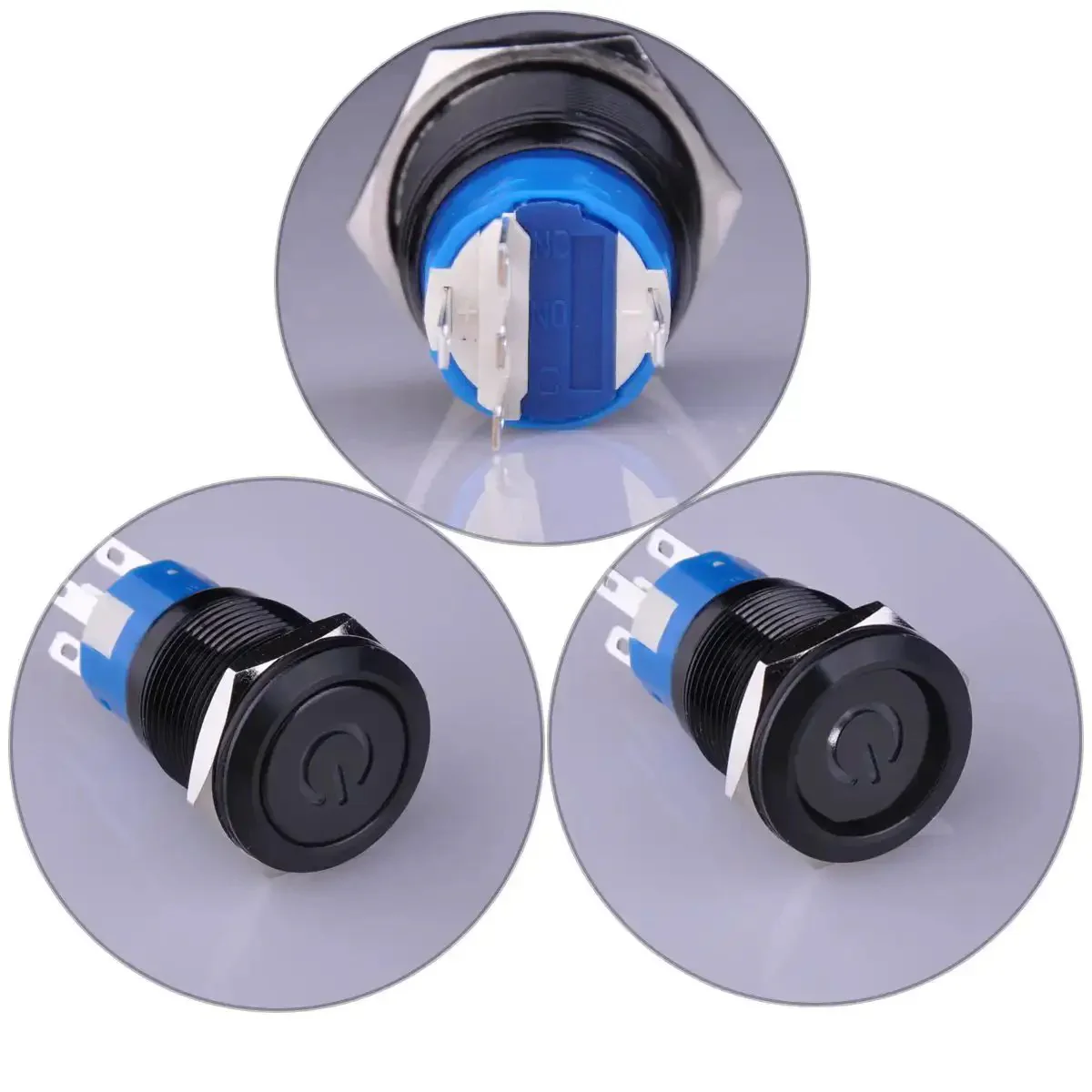 Latching Pushbutton Switch U19C1 1NO1NC SPDT On Off Metal Shell With Blue LED For 19mm Mounting Hole Three Quarter Inch Panel Cutout Durable Switch For Power And DIY Electronics - Image 9