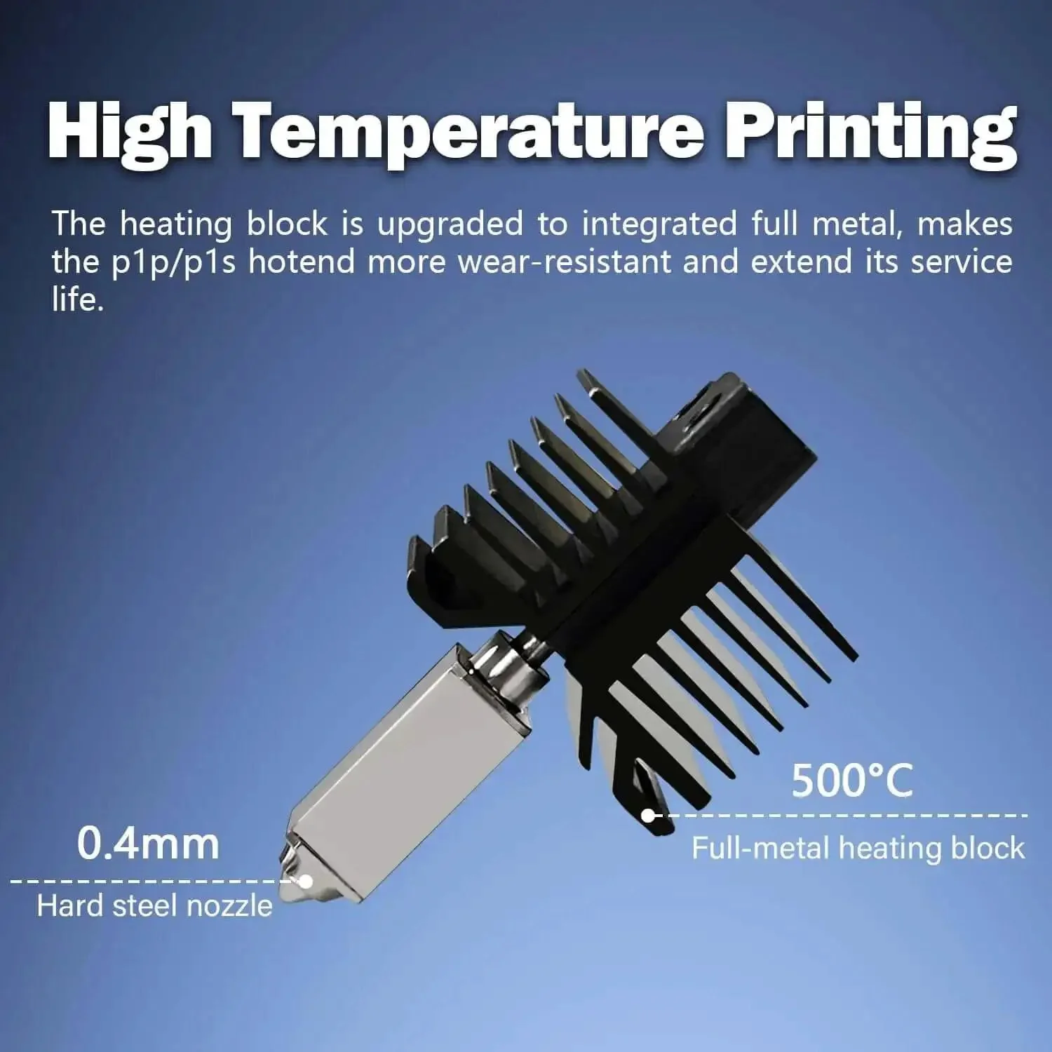 Leak Proof 0.4mm Ceramic Hotend Printhead Kit For P1P P1S 3D Printer Upgrade With Integrated Extruder Hardened Steel Nozzle Thermistor Heater Cartridge And Heat Block For Reliable High Temp Printing - Image 2
