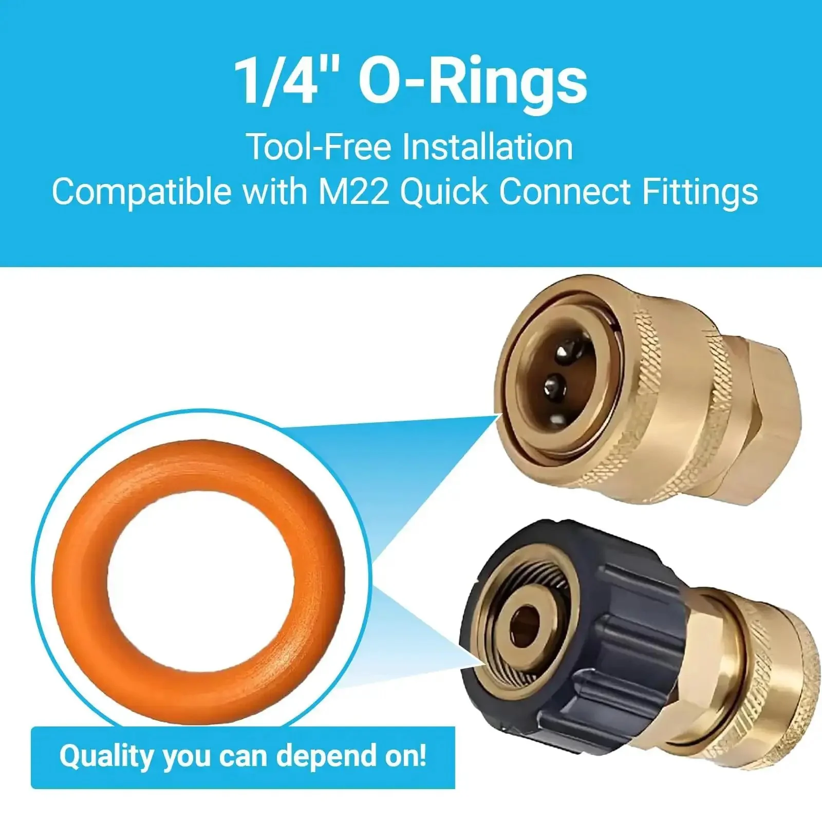 Leak Proof One Quarter Inch Pressure Washer O Rings Set For Quick Couplers That Fit M22 Connectors 100 Pack High Temperature Oil Resistant Replacement Seals Kit With Reusable Storage Case Orange - Image 3