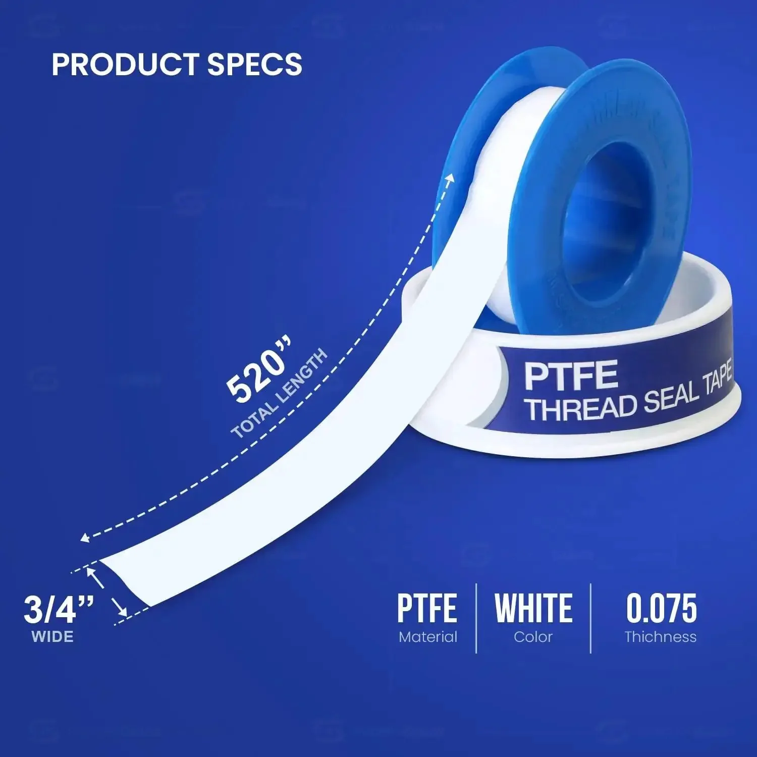 Leak Proof PTFE Thread Seal Tape Set Three Quarters Inch By Five Hundred Twenty Inches Ten Rolls High Density Plumbing Tape For Shower Heads Faucets Pipes And Gas Lines Water Sealant - Image 7