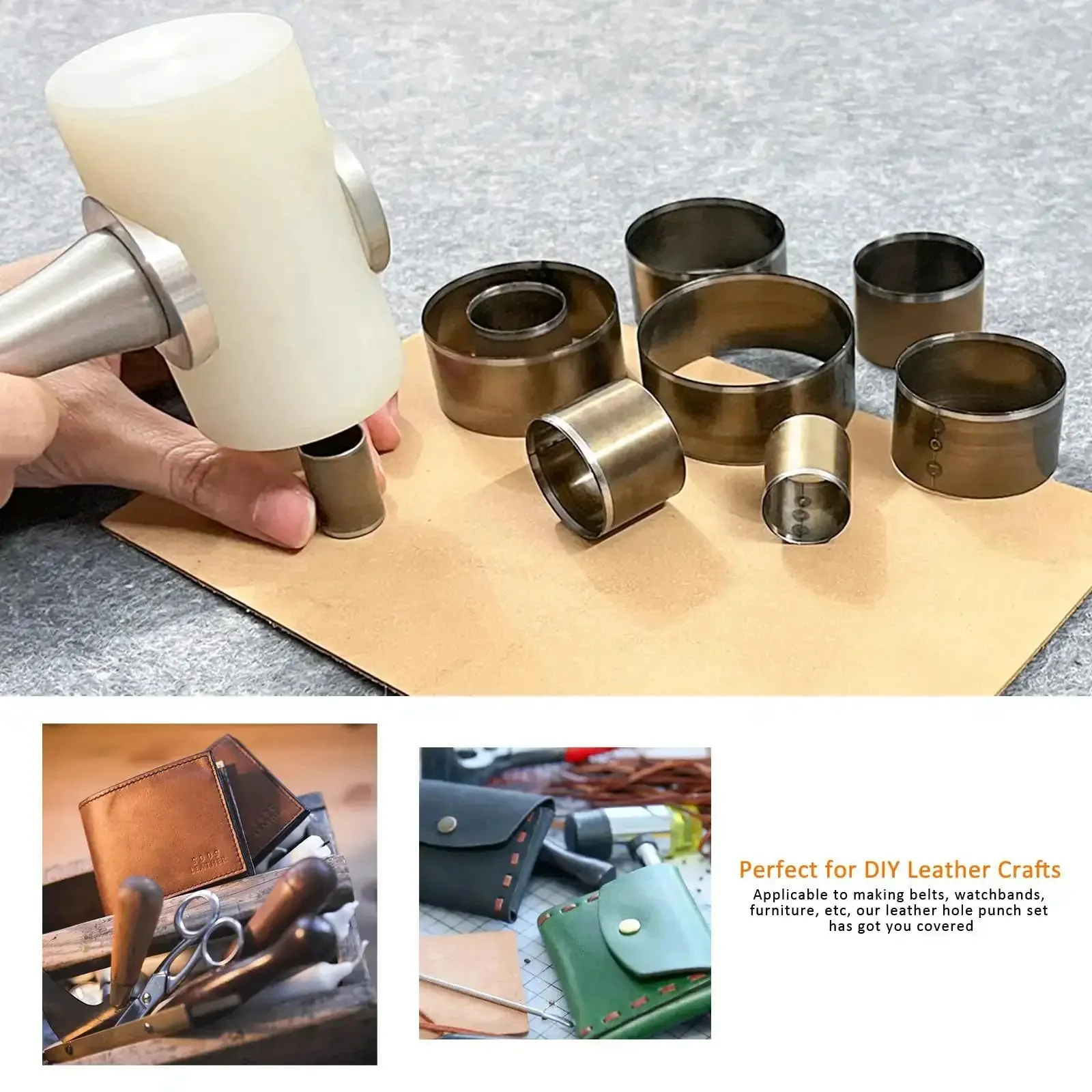 Leather Circle Cutter Set, 7 Piece Circle Punch Tool Kit 20mm To 50mm, High Carbon Steel Round Cutting Dies For DIY Leathercrafts, Durable No Fuss Pro Grade, Easy To Use, Precise Holes For Craft Projects - Image 3