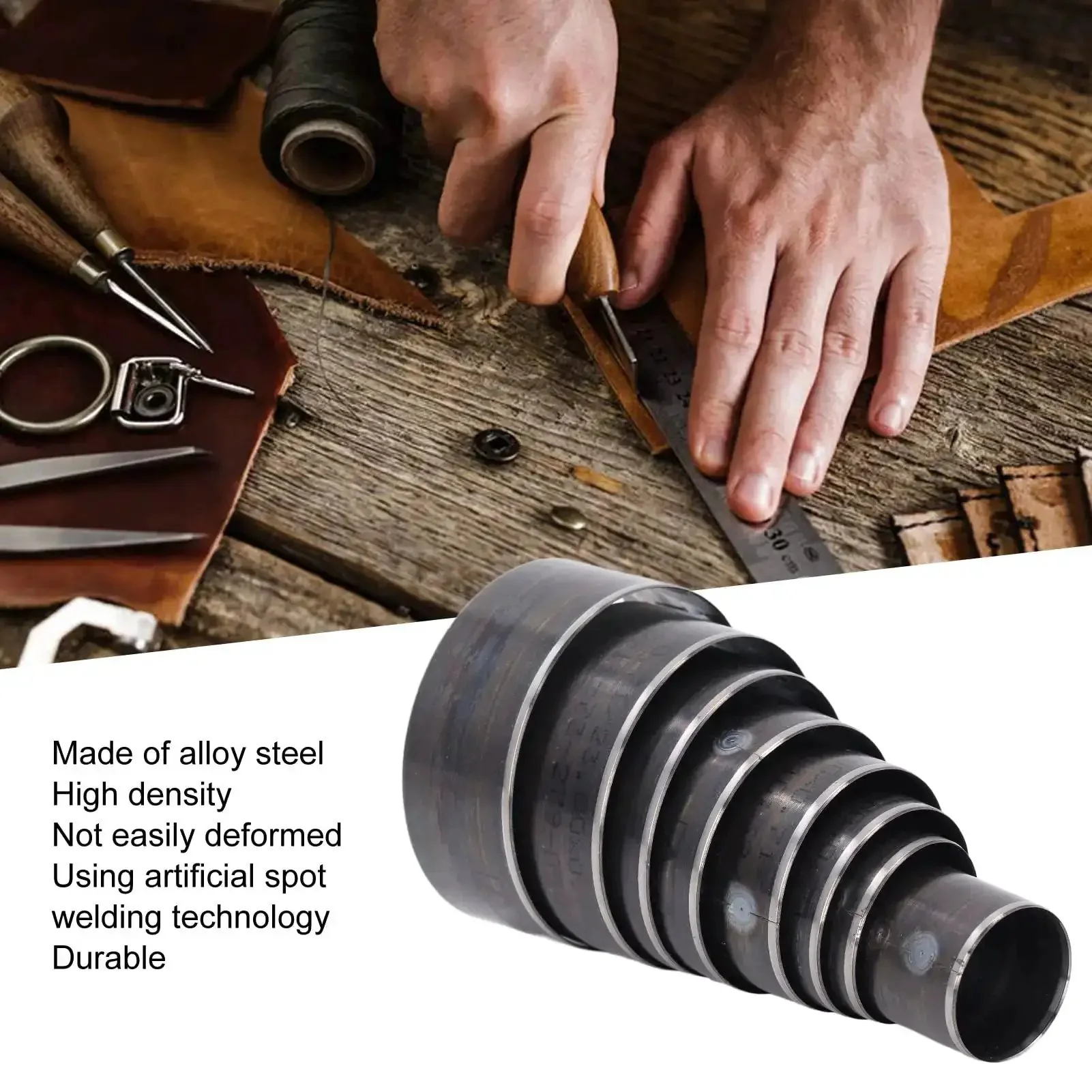 Leather Circle Cutter Set For Diy Projects 8 Piece Hollow Punch Kit 25mm To 60mm Alloy Steel Leather Cutting Dies Tough As Nails Punch Tool For Crafting And Leatherwork - Image 6
