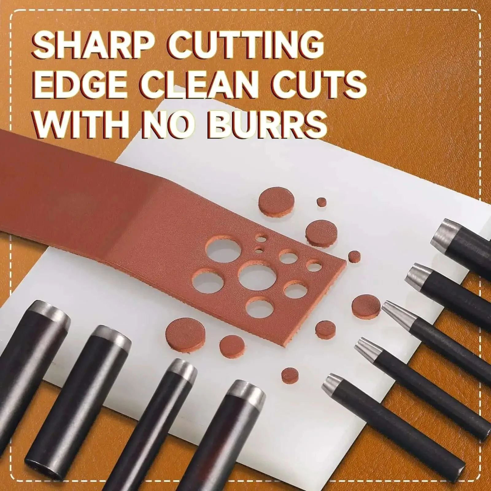 Leather Circle Cutter Set With 10 Round Punch Tools And High Carbon Steel Dies For Precise DIY Leathercraft Cuts 2mm To 10mm Size Range 40mm Height Pro Grade Durable Leatherworking Kit - Image 5