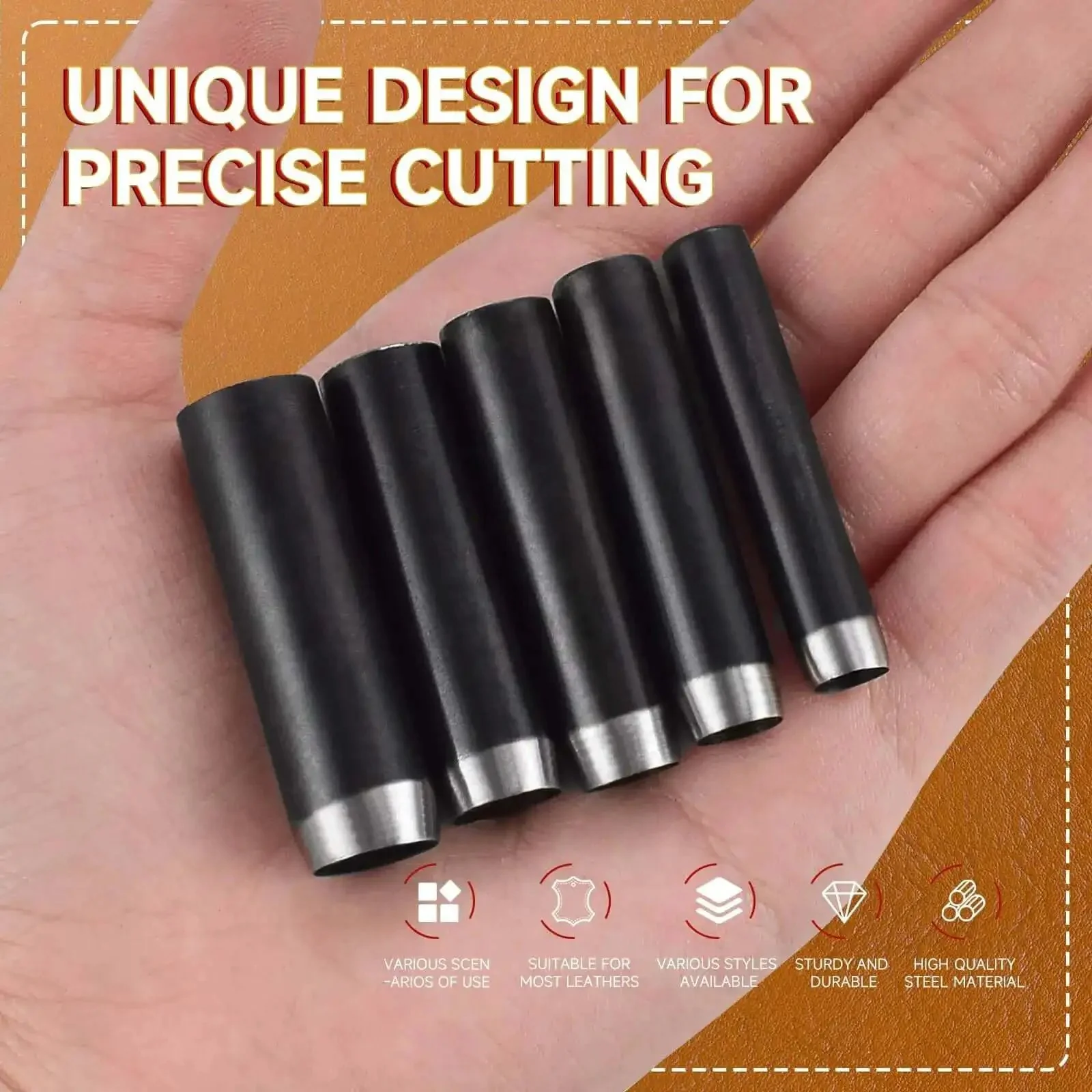 Leather Circle Cutter Set With 10 Round Punch Tools And High Carbon Steel Dies For Precise DIY Leathercraft Cuts 2mm To 10mm Size Range 40mm Height Pro Grade Durable Leatherworking Kit - Image 8
