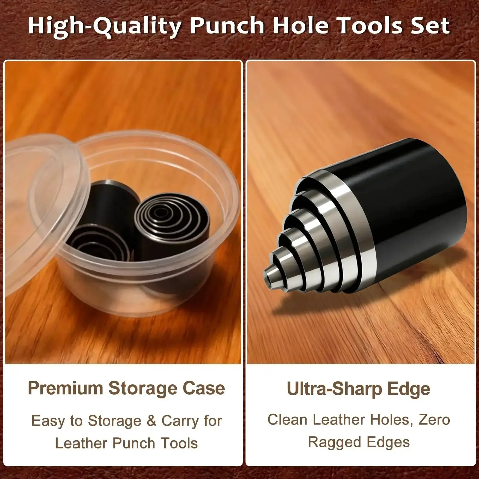 Leather Circle Cutter Tool Set 12 Piece Circle Punch Kit With Pro Grade Calibrated Diameters From 2 mm To 24 mm For DIY Leathercrafts High Carbon Steel Round Cutting Dies - Image 7