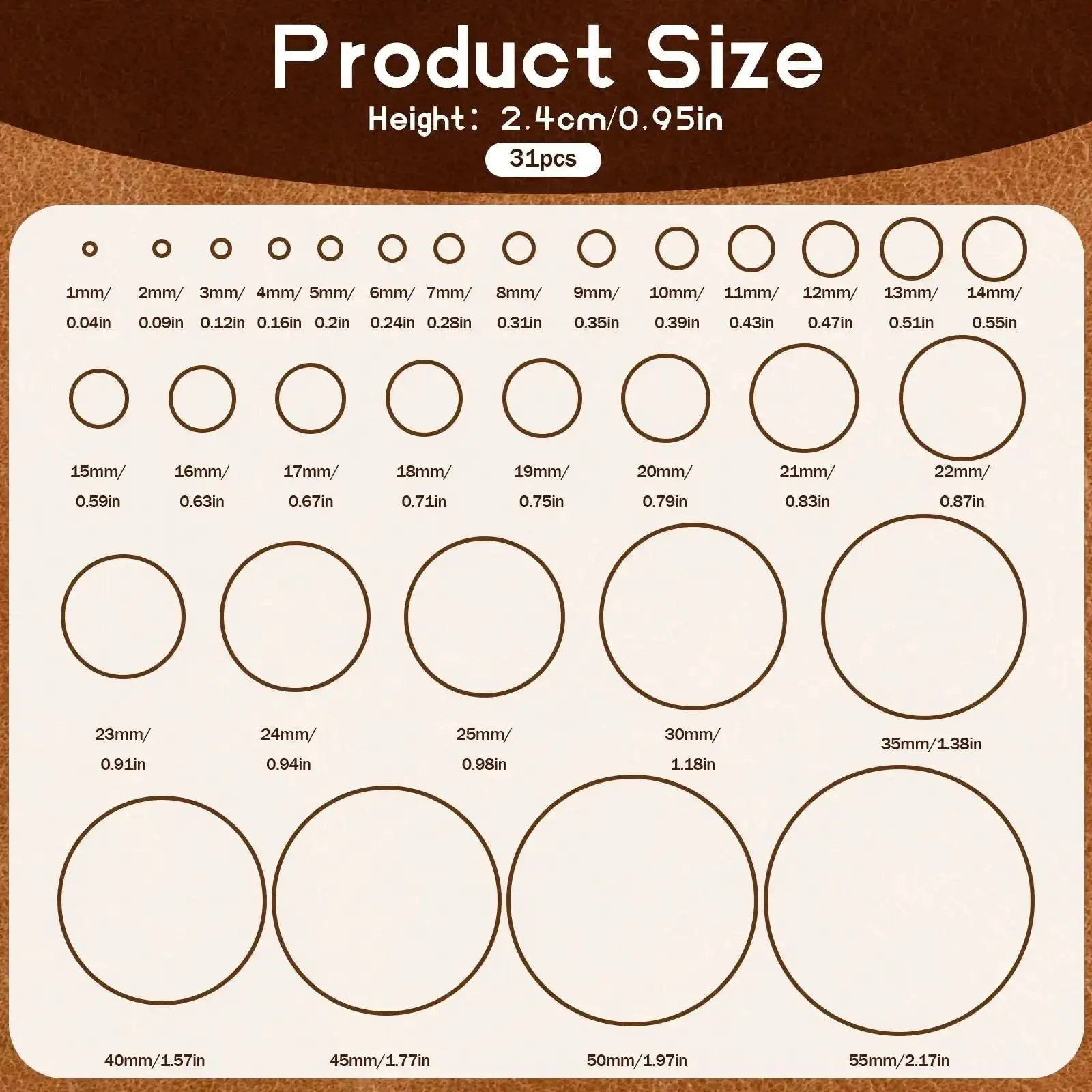 Leather Circle Cutter Tool Set 31 Piece Pro Grade Punch Kit With High Carbon Steel Round Dies Ranging From 1Mm To 55Mm For DIY Leather Crafts Belts Jewelry Wallets And More - Image 7