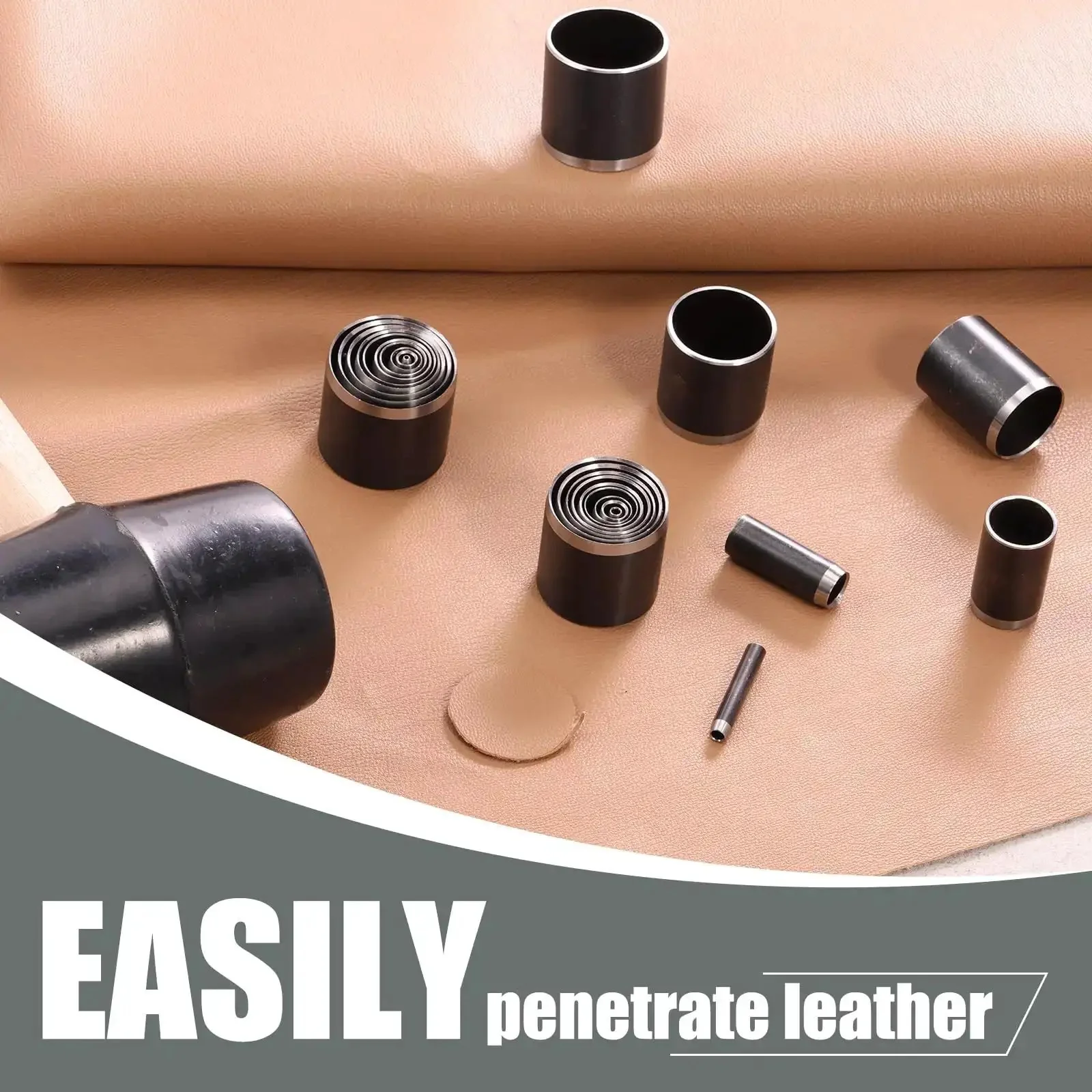 Leather Circle Cutter Tool Set With 25 Pcs Hole Punch Die Carbon Steel Punching Kit For Handmade Diy Craft Multifunctional Punch Tool For Leatherworking And Craft Projects - Image 6