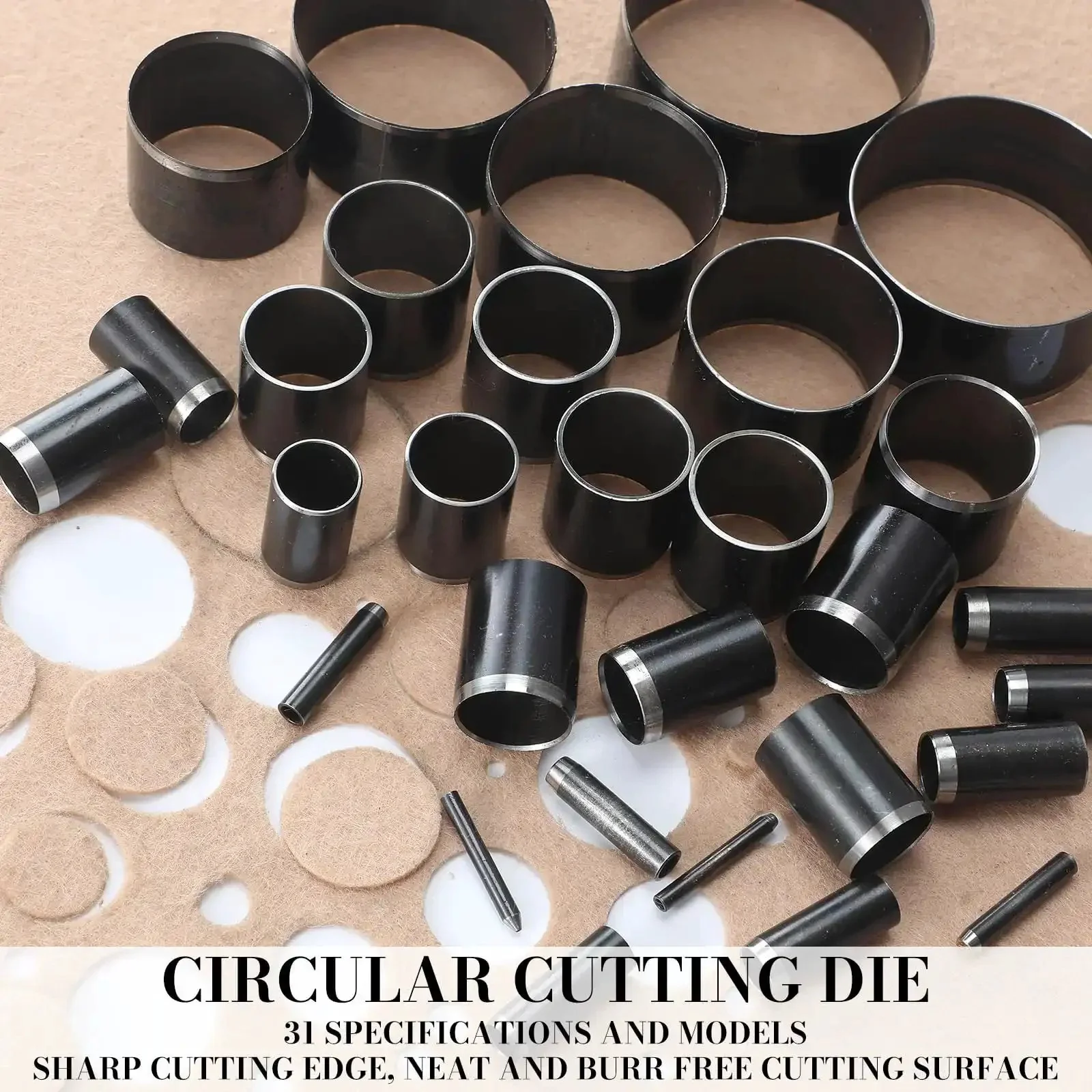 Leather Circle Cutter Tool Set With 31 Circle Punch Dies For DIYers And Leather Pros Includes 1 To 25mm And 30 35 40 45 50 55mm Great For Vinyl Fabric And Craft Projects - Image 2