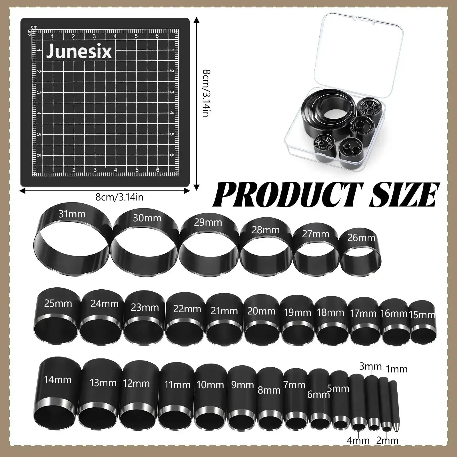 Leather Circle Cutter Tool Set With 31 Piece Circle Punches From 1mm To 55mm Pro Grade High Carbon Steel Cutting Dies For DIY Leather Crafts Durable Hole Punch Kit For Crafting And Leather Working Projects - Image 7