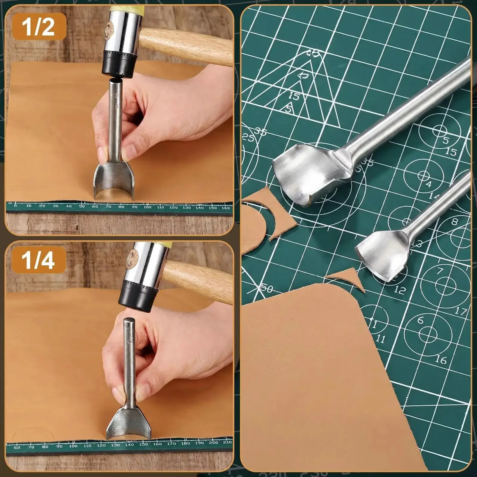 Leather Corner Punch Set In 5 Sizes 10mm 15mm 20mm 30mm 40mm Half Round Arc Shaped Edge Cutter For Belts Purses Bags Wallets And DIY Projects Handy Pro Grade Hand Tool For Clean Precise Punches - Image 4