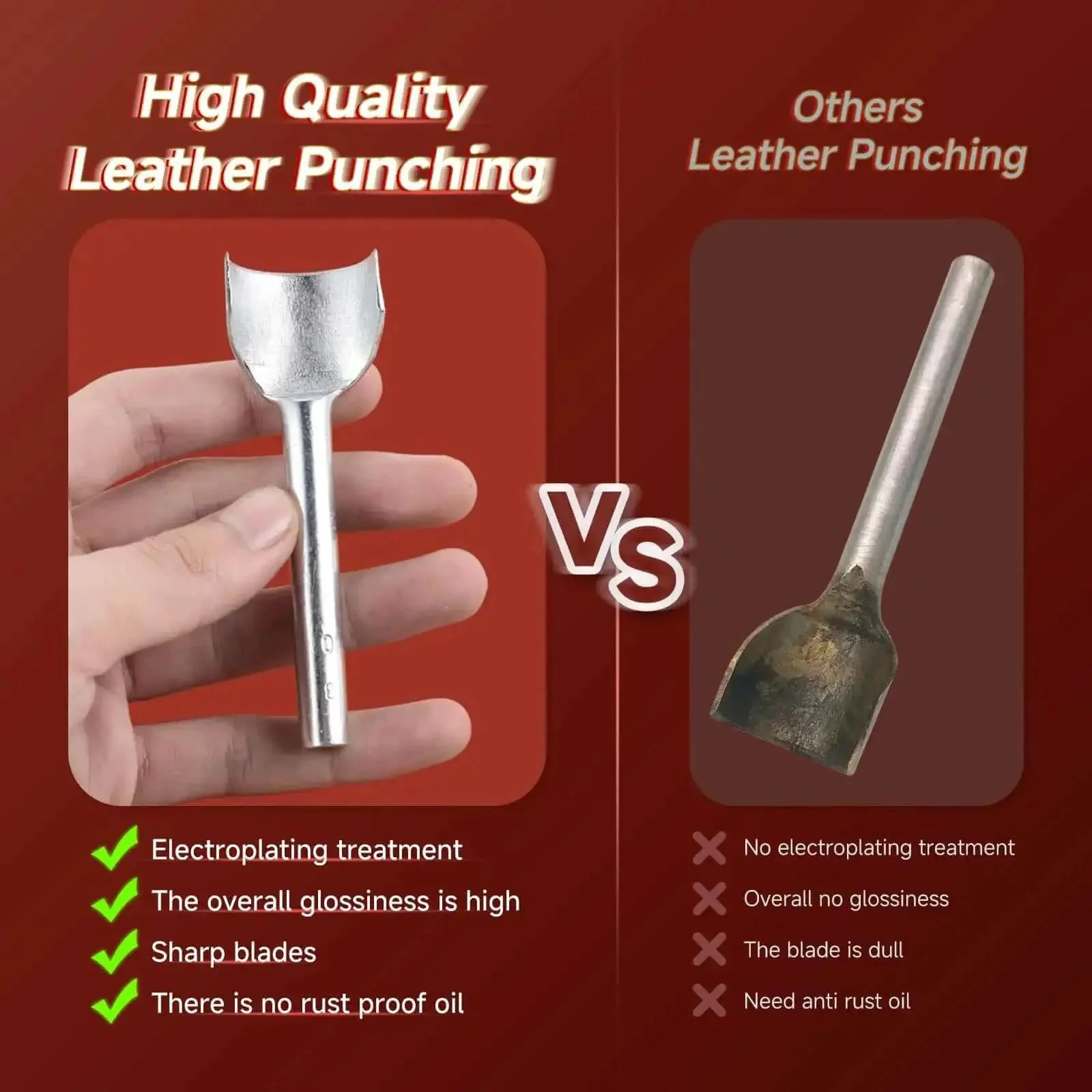 Leather Craft Tools Arc Shaped Half Round Punch Set With Edge Cutters For Belt Wallet And Bag Makin 10mm To 40mm Sizes Durable Precise Holes And Clean Edges For DIY Projects - Image 6