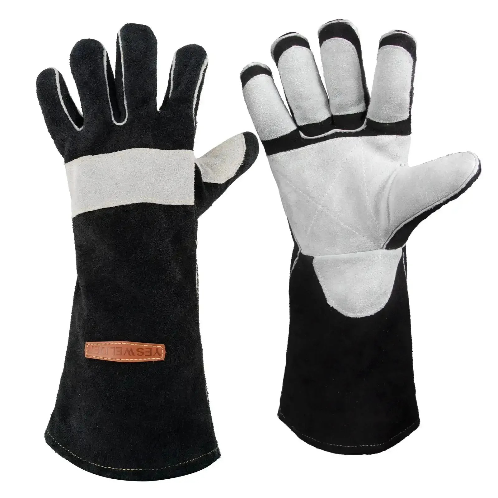 Leather Forge MIG Welding Gloves With Kevlar Stitching For Heat And Fire Resistance And Palm Reinforcements, Top Notch Dexterity With Seamless Index Finger And Keystone Thumb Ergonomics, 16 Inches Black And Gray - Image 2