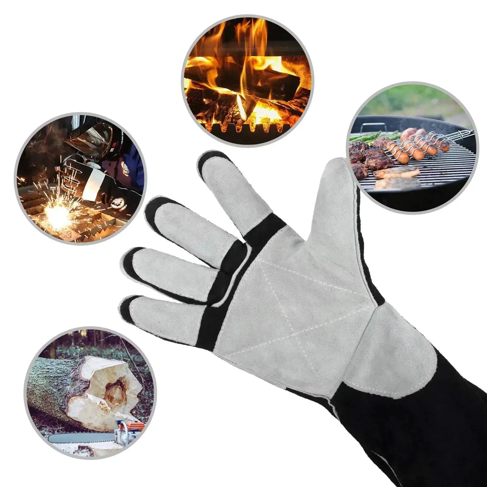 Leather Forge MIG Welding Gloves With Kevlar Stitching For Heat And Fire Resistance And Palm Reinforcements, Top Notch Dexterity With Seamless Index Finger And Keystone Thumb Ergonomics, 16 Inches Black And Gray - Image 3