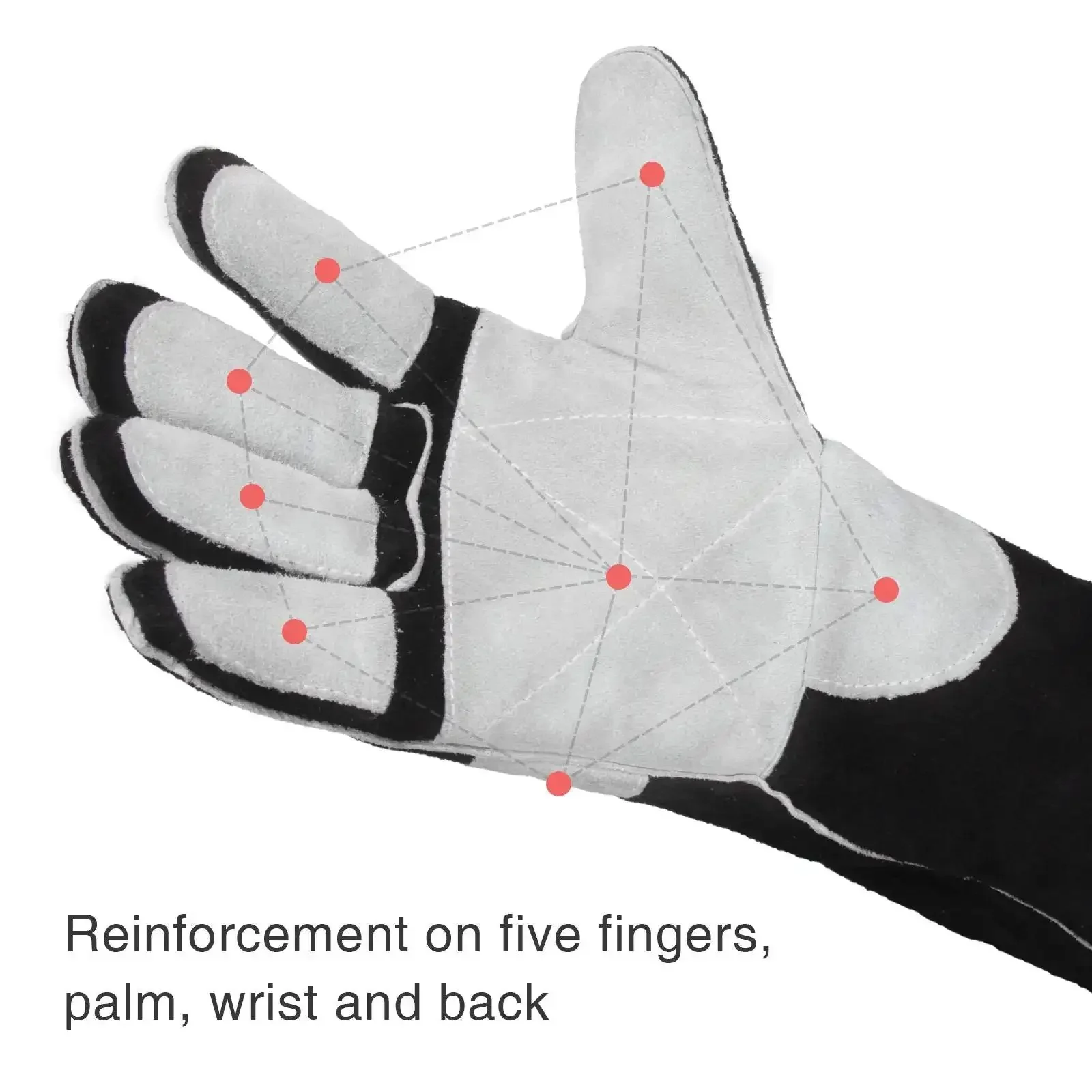 Leather Forge MIG Welding Gloves With Kevlar Stitching For Heat And Fire Resistance And Palm Reinforcements, Top Notch Dexterity With Seamless Index Finger And Keystone Thumb Ergonomics, 16 Inches Black And Gray - Image 5