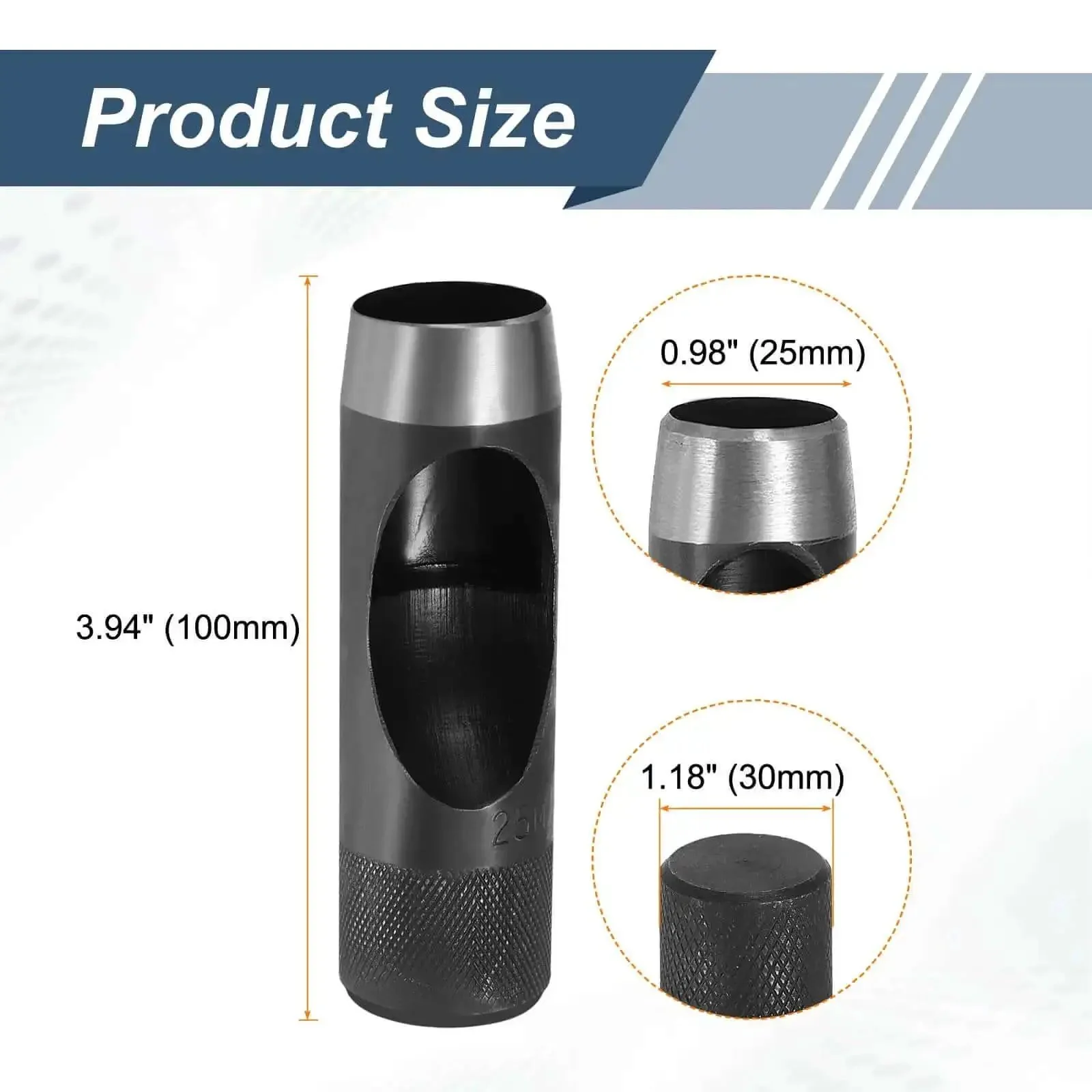 Leather Hole Punch 25mm Hollow Round Puncher Cutter Carbon Steel Pro Grade Tool For Belts Watch Bands Gaskets And DIY Leather Craft Repair Black Finish Durable And Handy Workhorse - Image 7