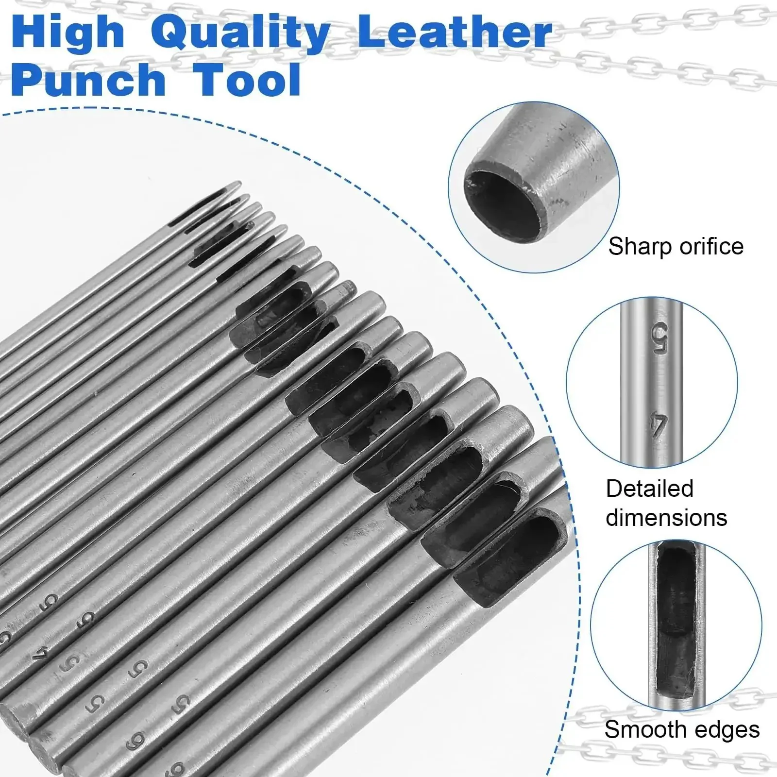 Leather Hole Punch Kit 0.5-7mm 17-Piece Round Hollow Punch Set For Belts, Watch Bands, Bags And More, Durable Leatherworking Tools In Handy Storage Box For Diy Projects And Crafting - Image 3