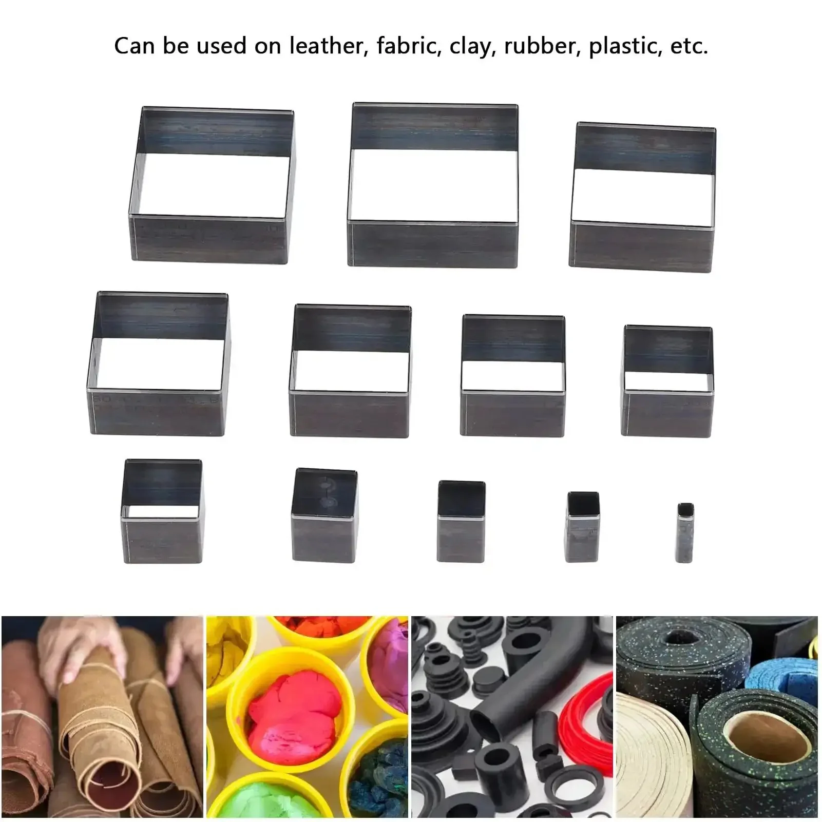 Leather Punch Tool Set With 12 Square Cutting Die Sizes From 5mm To 60mm For DIY Leather Crafting Alloy Steel Manual Hole Punch Kit For Belt Making And Leather Projects - Image 9