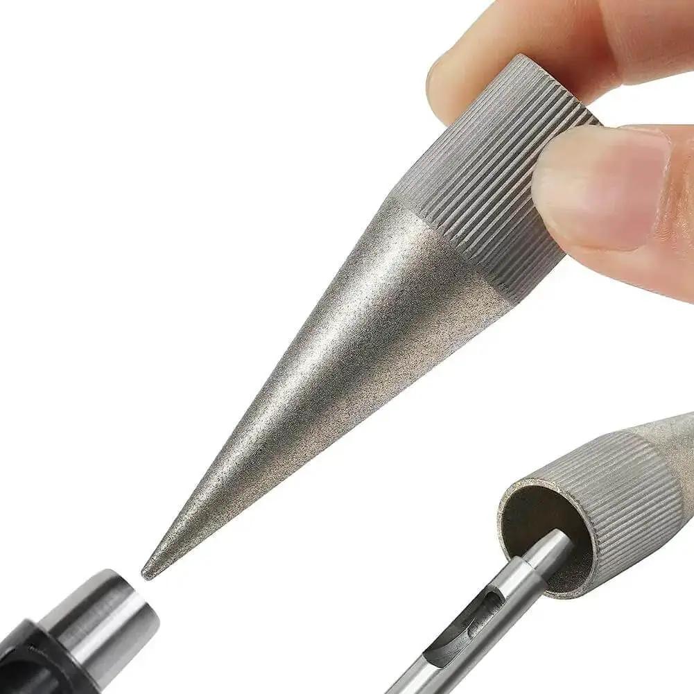 Leather Round Hole Punch and Edge Sharpener Tool 3-16mm Emery Coated Polisher Grinder for DIY Leatherwork, Fast Precise Holes, Durable Punch, Silver Gray - Image 3