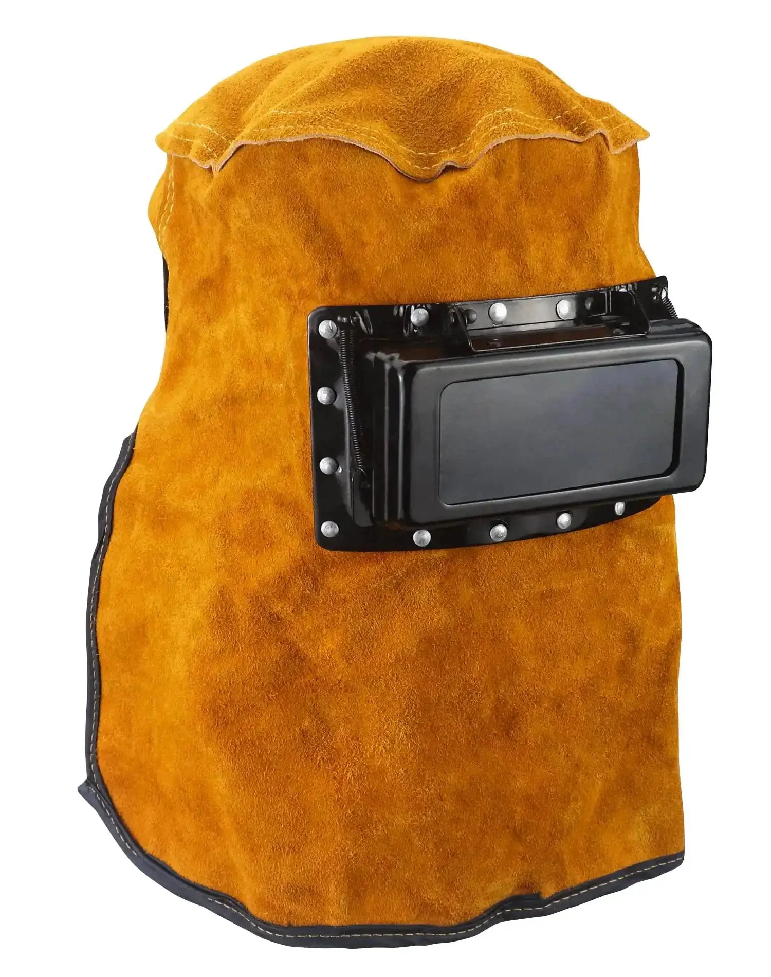 Leather Welding Hood With Flip Open Lens For Face, Head And Neck Protection, Breathable Cowhide Shield Mask, Flame And Heat Resistant, Dust Resistant Protective Gear For Grinding And Soldering - Image 2