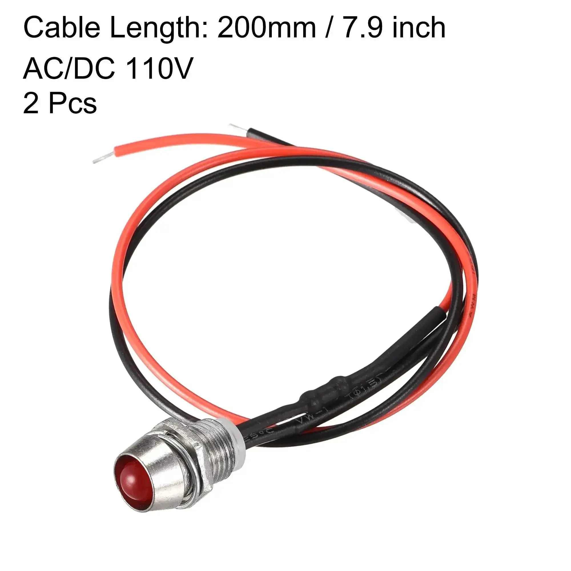 LED Indicator Light 110V AC DC 8mm Panel Mount Red Signal Lamp With Metal Shell Durable Flame Resistant Plastic And Zinc Alloy Construction Energy Saving Built Tough Pack Of 2 - Image 4